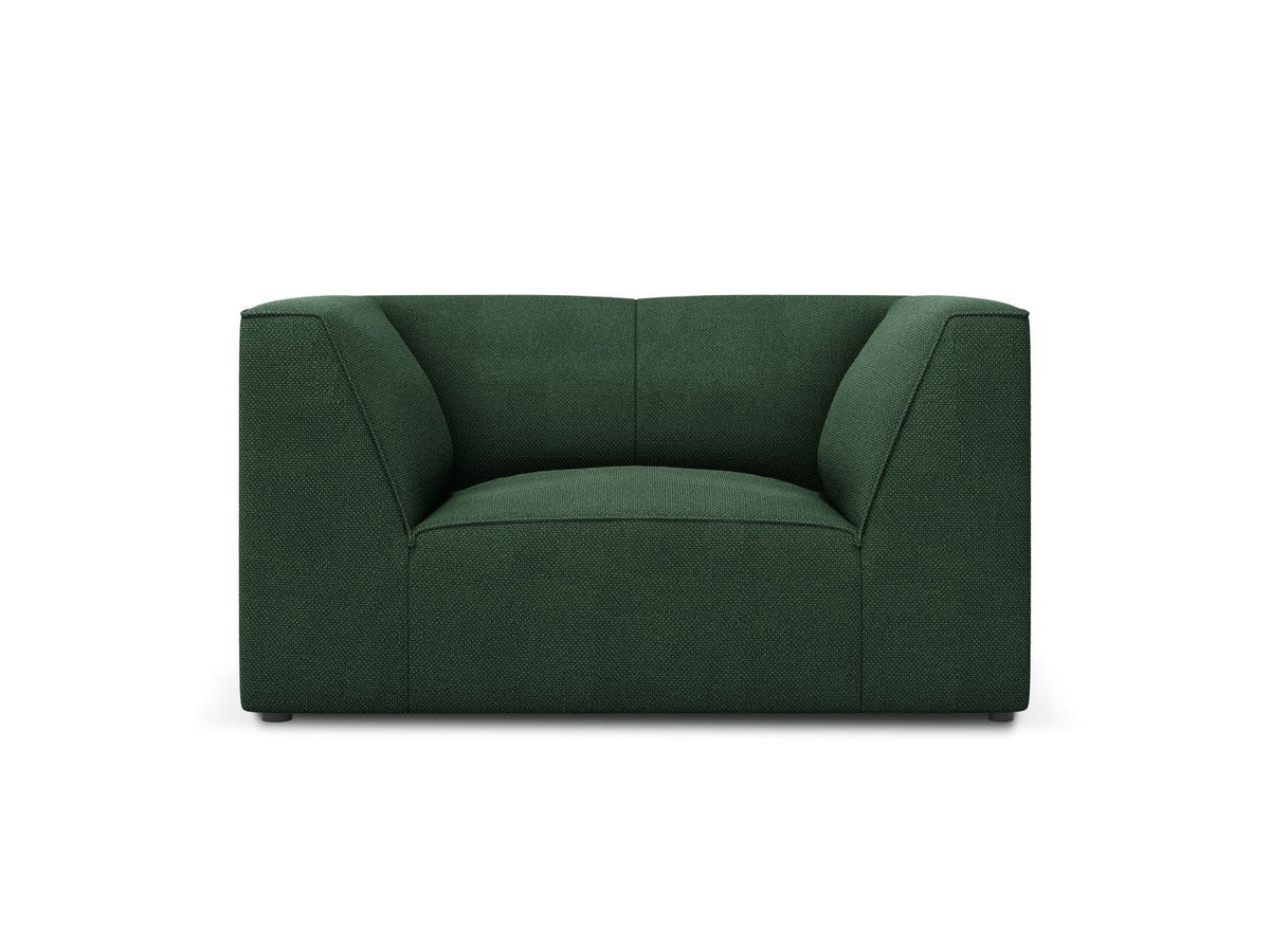 Sessel Siena 1-Sitzer von Cosmopolitan Design mit gelbem Ottawa-Stoffbezug, Massivholzrahmen und schwarzen Kunststoffbeinen aus Polypropylen.