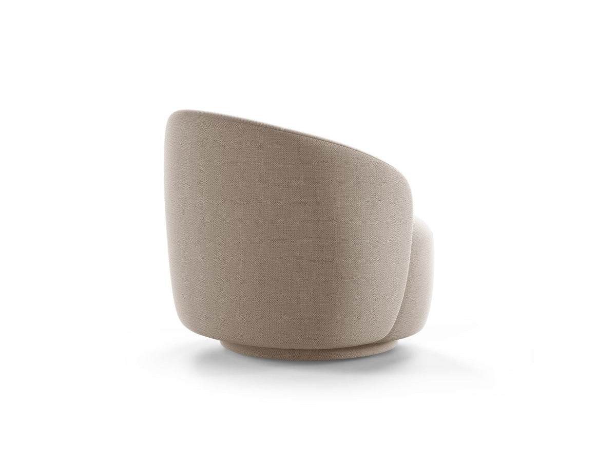 Drehsessel Savona von Cosmopolitan Design mit gepolstertem Sitz aus Chenille-Stoff Moly in Light Beige, gepolsterten Beinen und rundem Drehgestell.