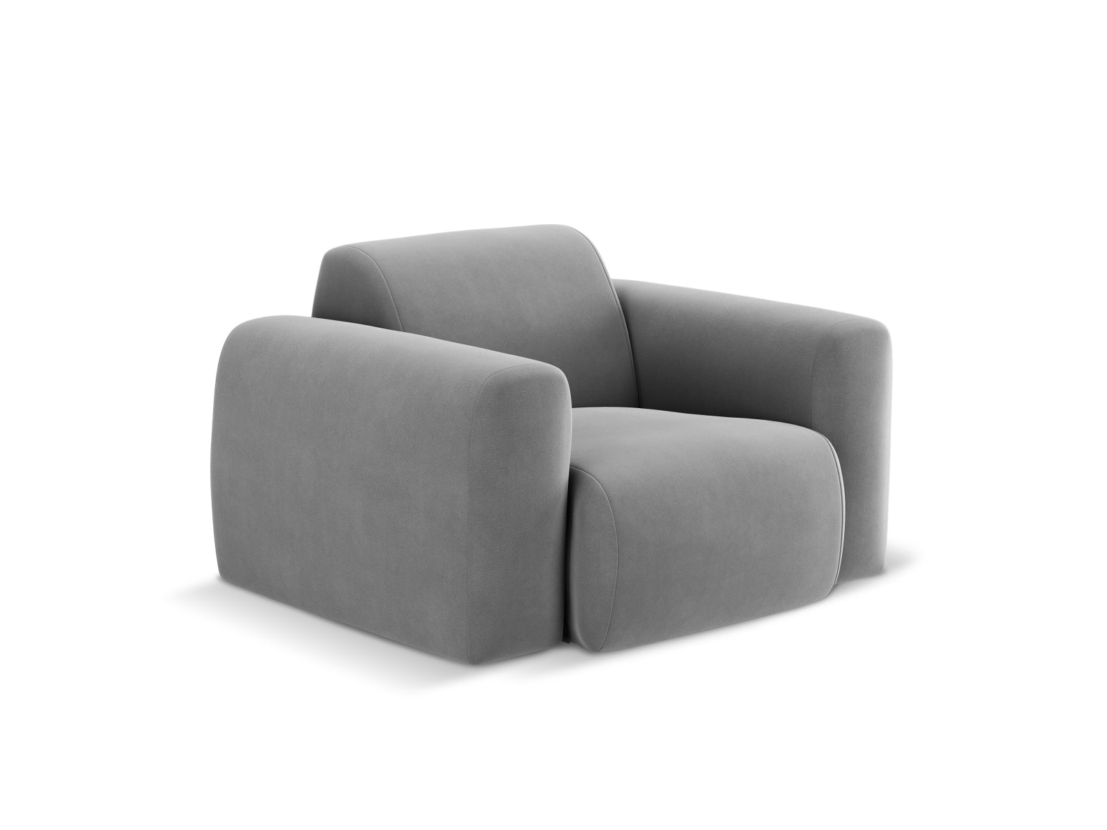 Moderner Nolio Velour Sessel in zartem Hellgrau, perfekt für gemütliche Ecken und stilvolle Einrichtungsideen.
