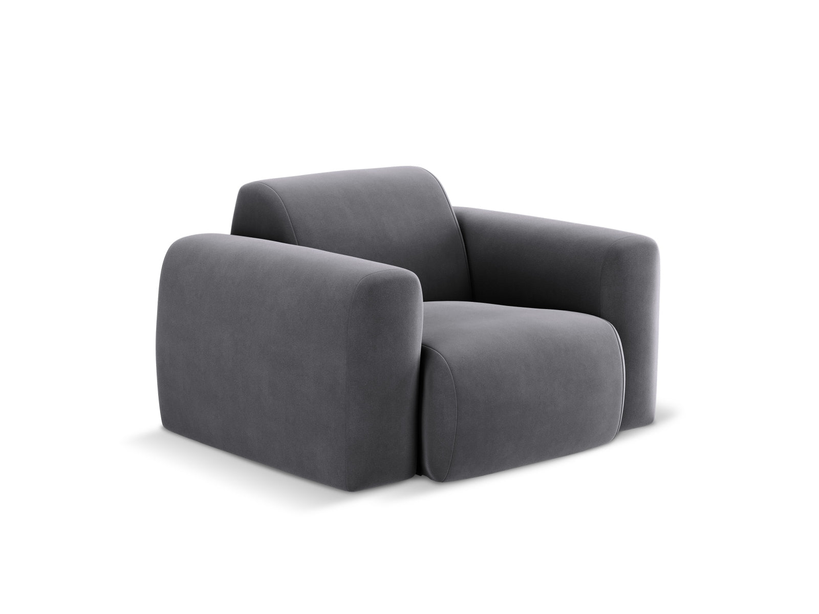 Moderner Nolio Velour Sessel in edlem Dunkelgrau, 95 cm breit, perfekt für gemütliche und stilvolle Einrichtungsideen von Cosmopolitan Design.