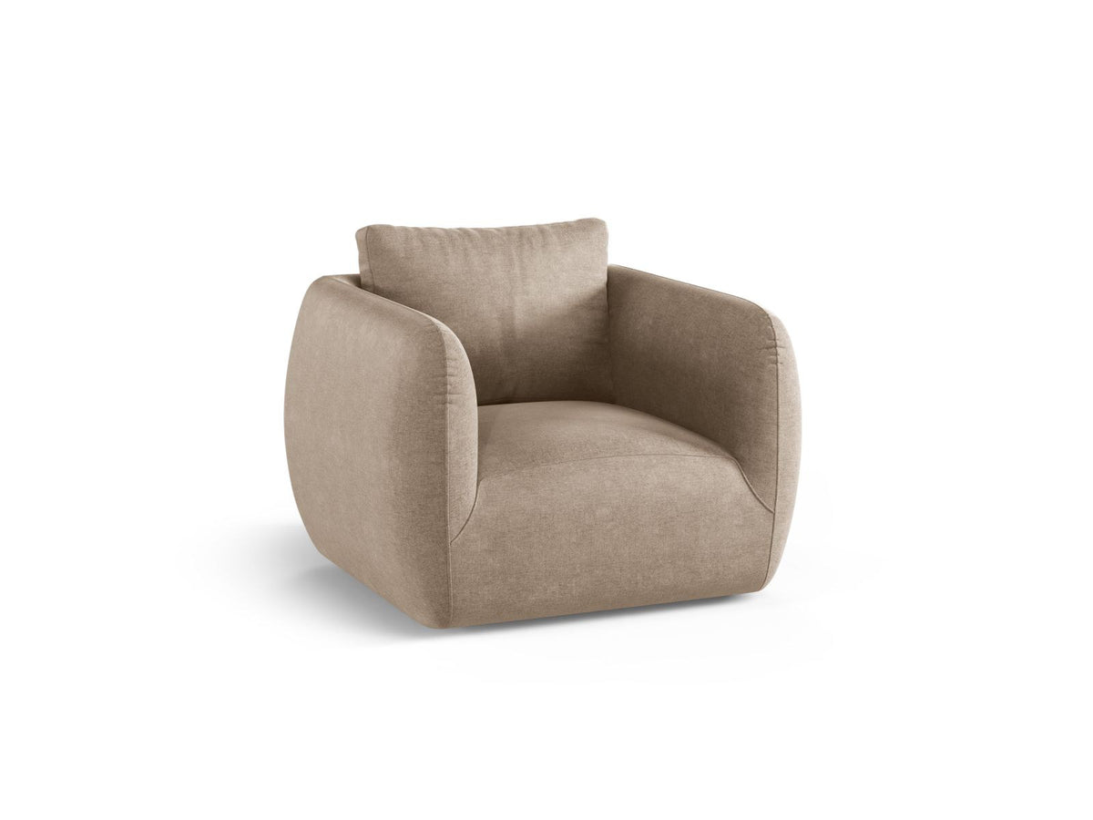 Nimes 1-Sitzer Sessel von Cosmopolitan Design in Ivory-Wind, Polsterstoff Wind mit Flor, Kiefernholzgestell und silberfarbenen Metallbeinen.