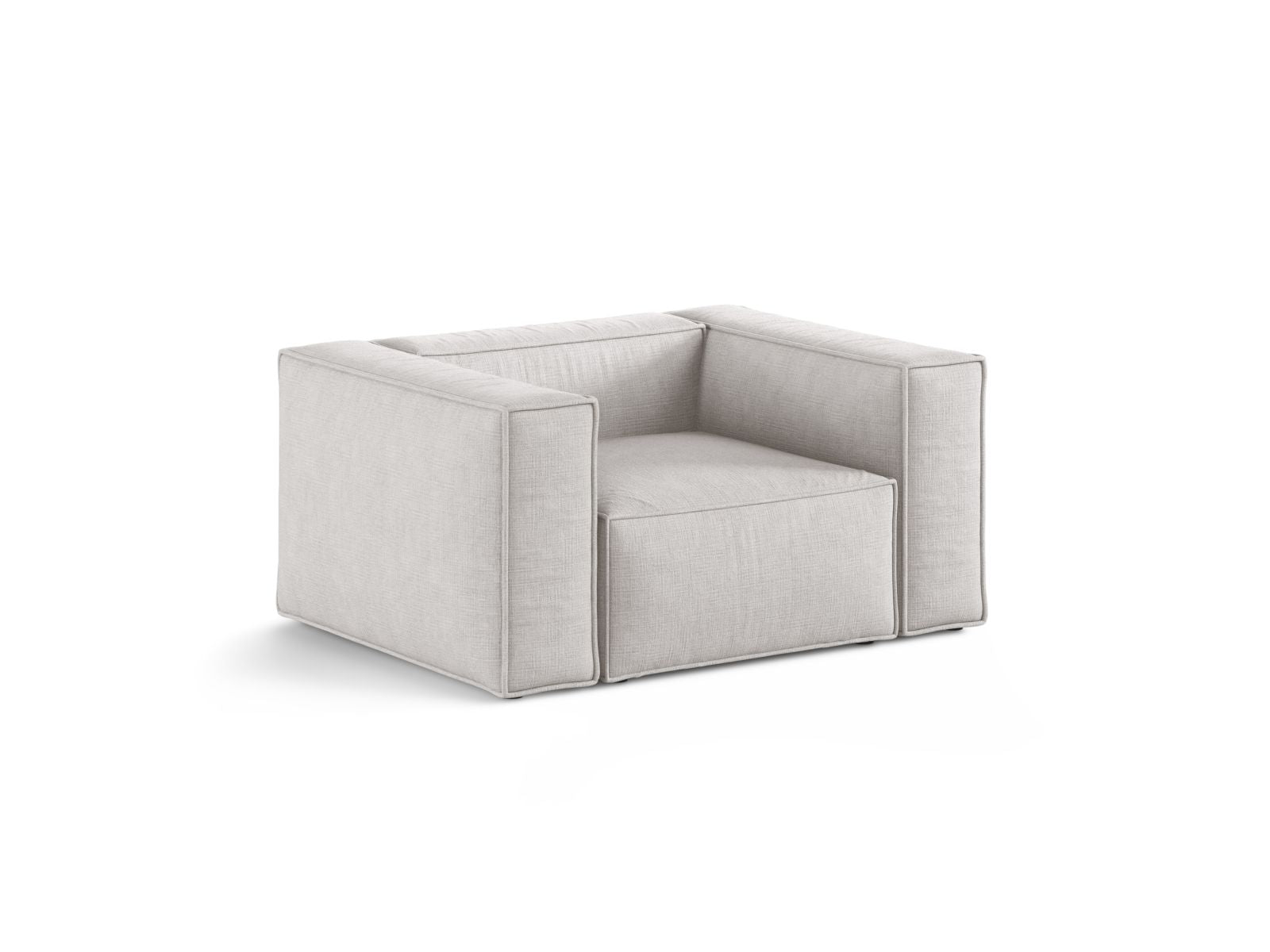 Eleganter 1-Sitzer Sessel Aveiro in hellem Grau, ideal für stilvolle Wohnräume, präsentiert von Cosmopolitan Design.
