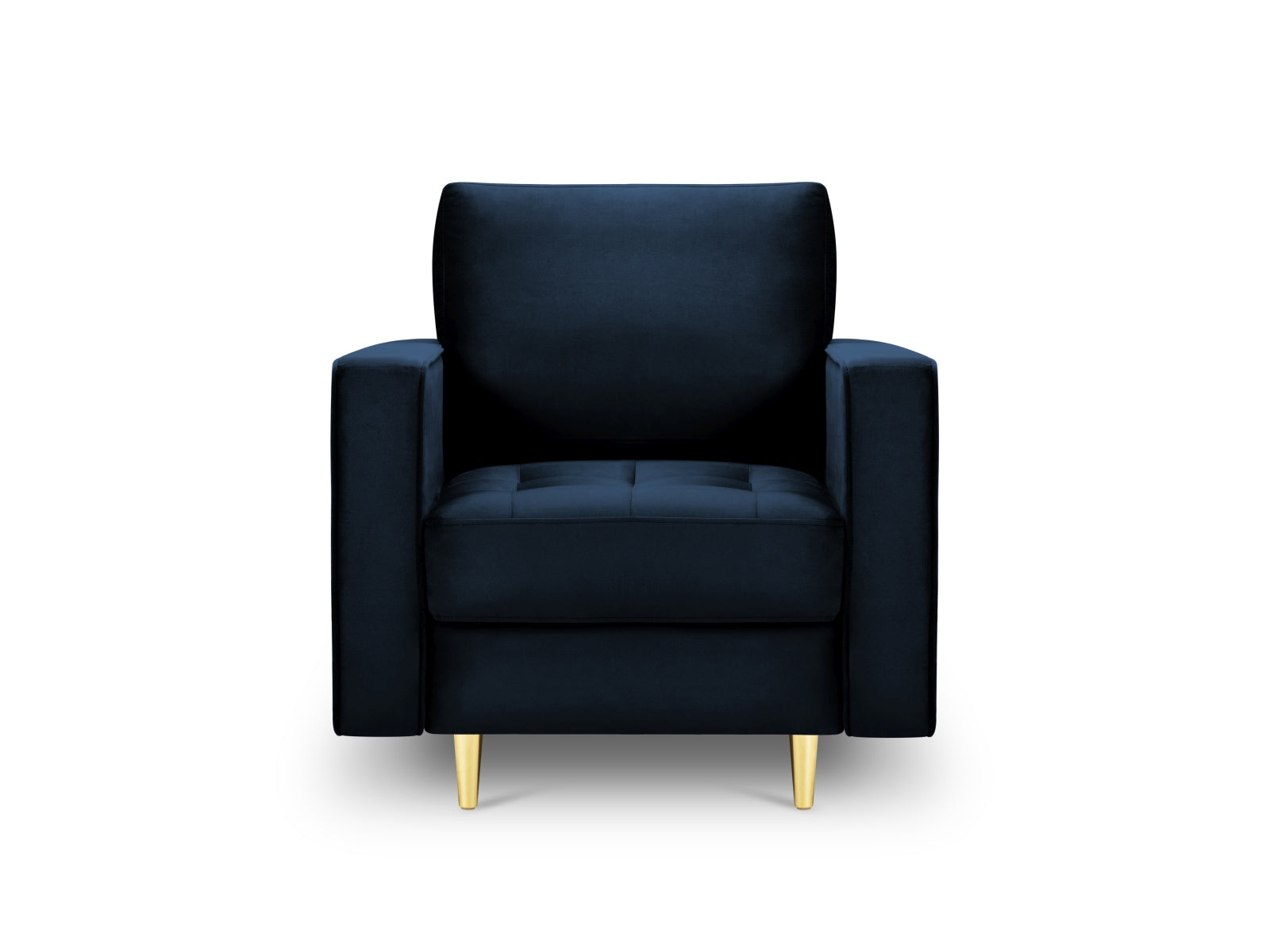 Moderner 1-Sitzer Sessel Aspen in tiefem Blau, perfekt für gemütliche Ecken und stilvolle Einrichtungsideen.