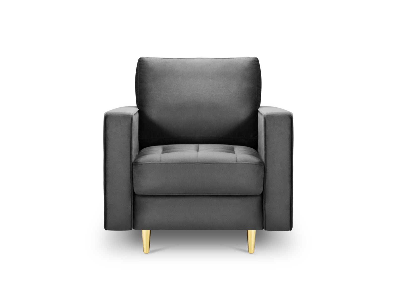 Moderner 1-Sitzer Sessel Aspen in edlem Dunkelgrau, perfekt für gemütliche Ecken und stilvolle Einrichtung, von Cosmopolitan Design.
