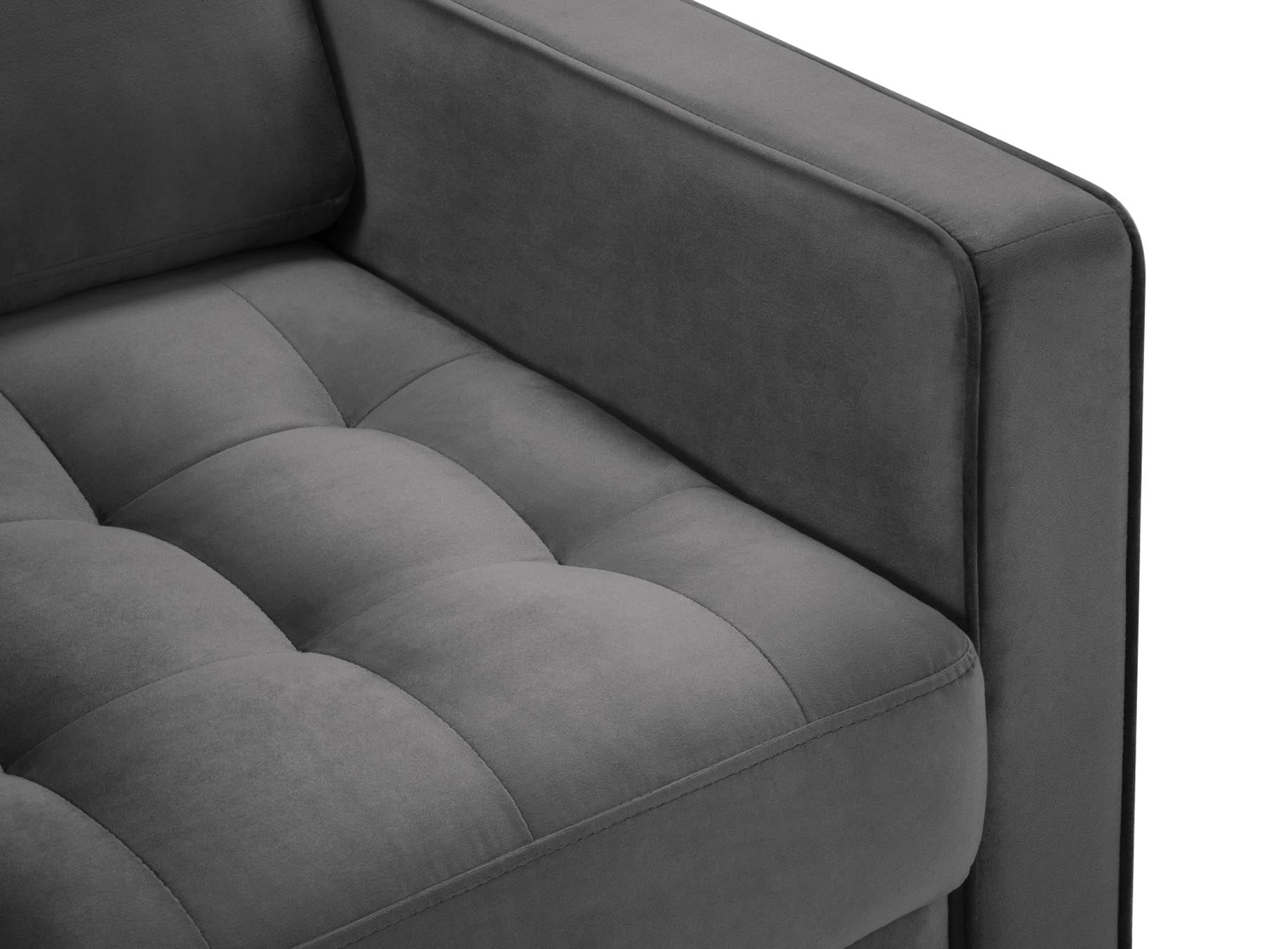 Moderner 1-Sitzer Sessel Aspen in edlem Dunkelgrau, perfekt für gemütliche Ecken und stilvolle Einrichtung, von Cosmopolitan Design.