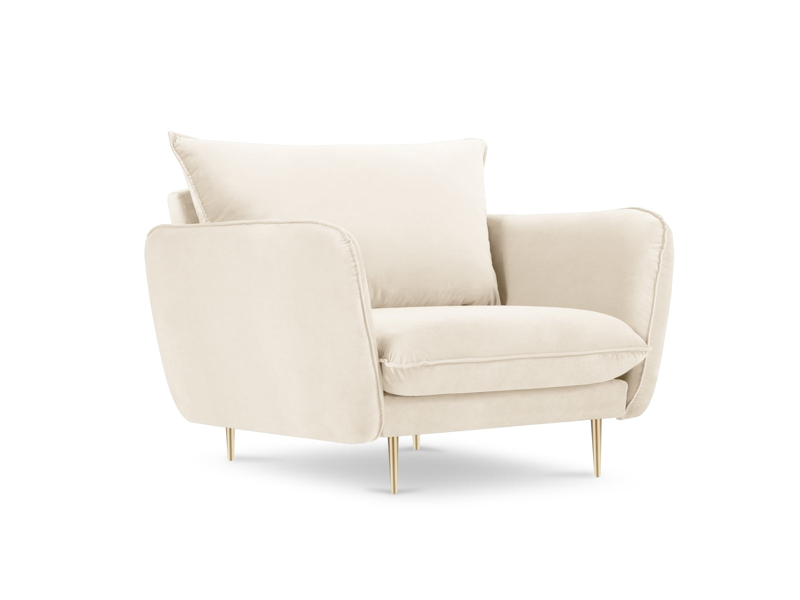 Vienna Velour Sessel 1 Sitz 94cm in Light Beige/Gold-Bluvel präsentiert im Onlineshop von KAQTU Design AG. Sessel ist von Cosmopolitan Design