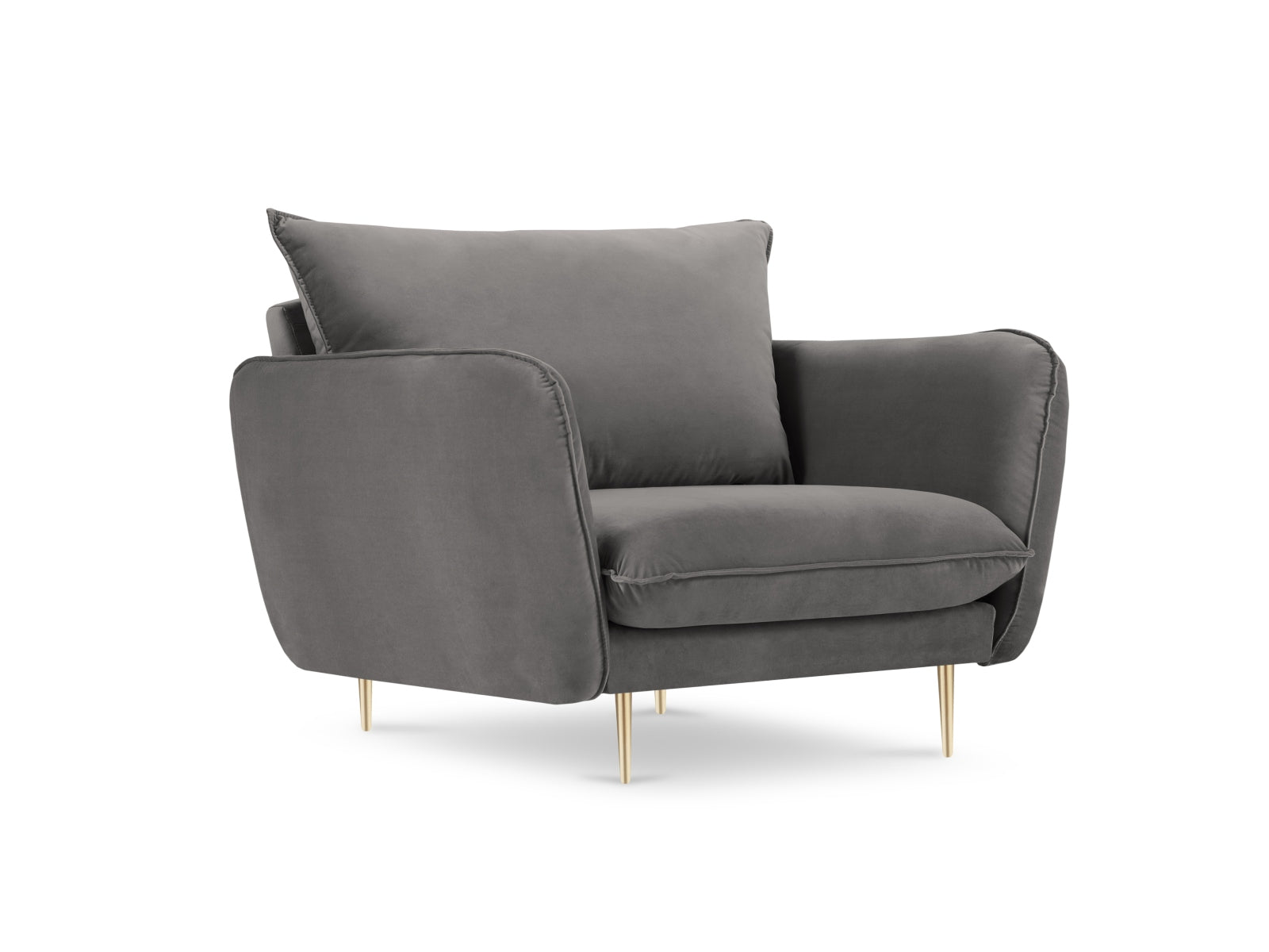 Vienna Velour Sessel 1 Sitz 94cm in Light Grey/Gold-Bluvel präsentiert im Onlineshop von KAQTU Design AG. Sessel ist von Cosmopolitan Design