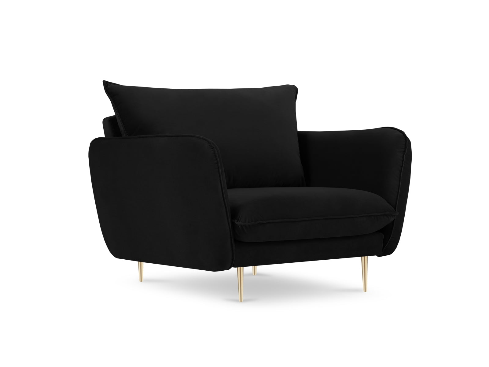 Vienna Velour Sessel 1 Sitz 94cm in Black/Gold-Bluvel präsentiert im Onlineshop von KAQTU Design AG. Sessel ist von Cosmopolitan Design