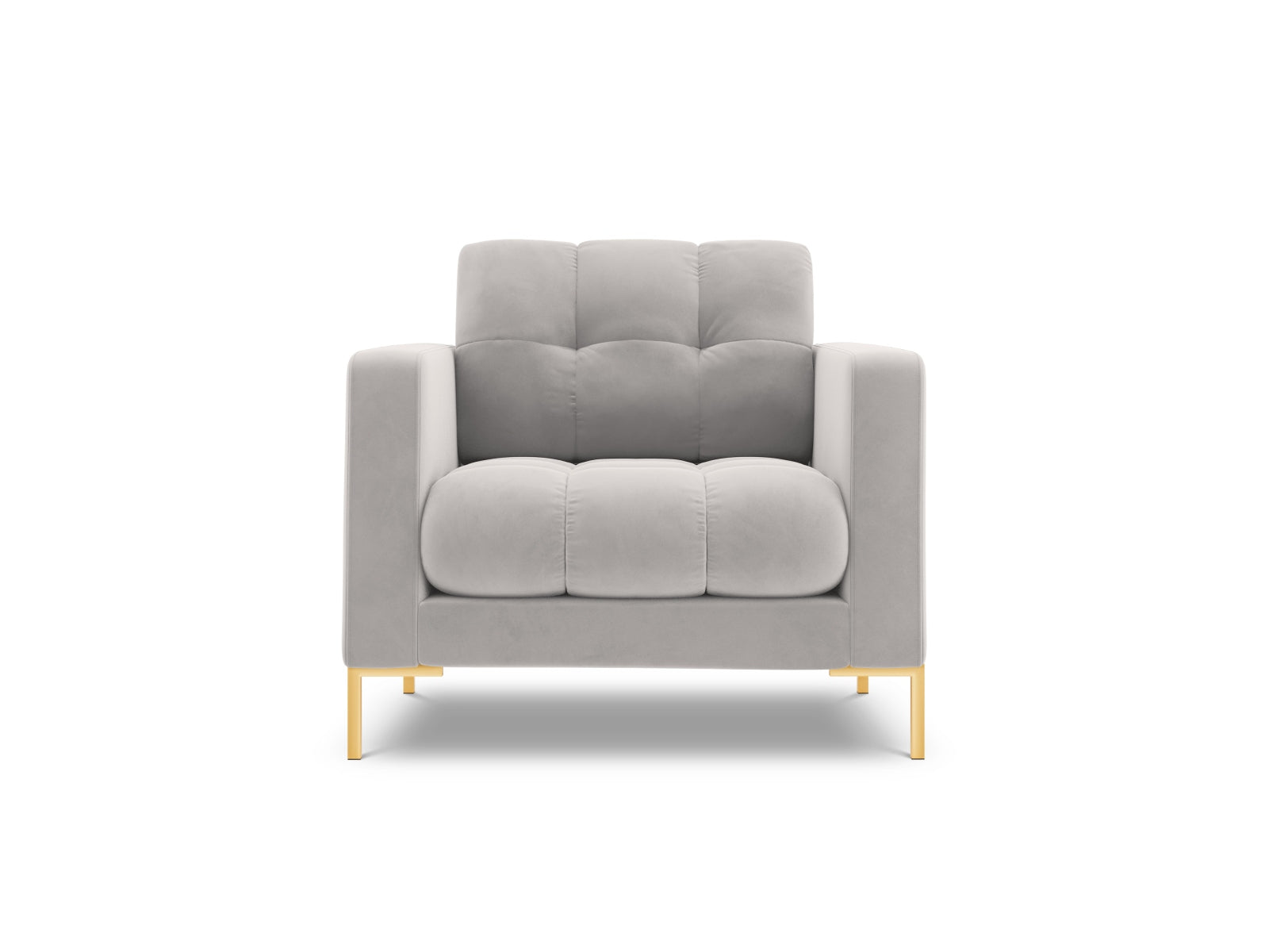 Moderner 1-Sitzer Sessel Bali von Cosmopolitan Design, gefertigt aus feinem Silver-Bluvel, perfekt für gemütliche Leseecken und stilvolle Akzente.