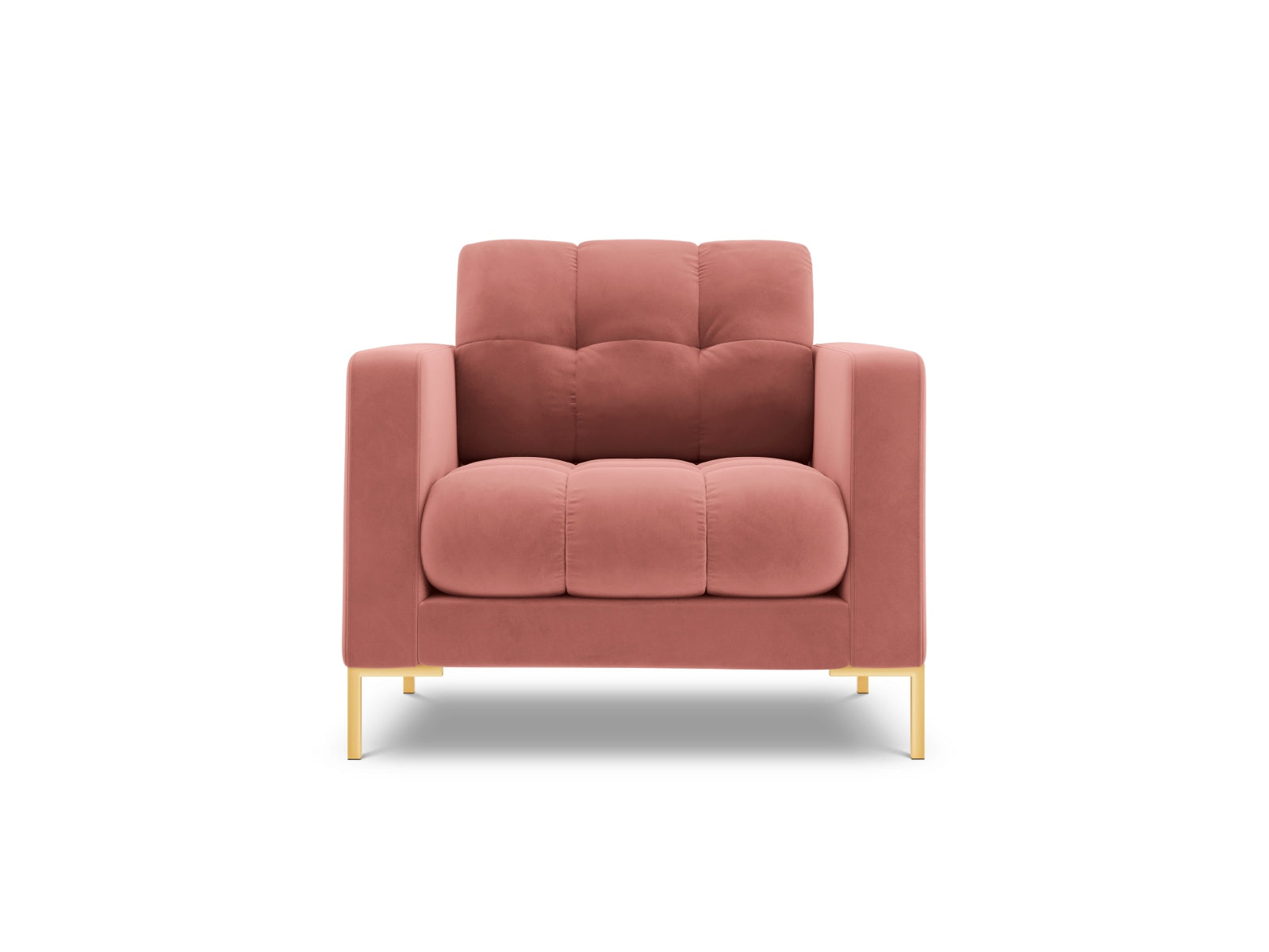 Stylischer 1-Sitzer Sessel Bali in auffälligem Pink-Bluvel, perfekt für moderne Interiors und als Blickfang in jedem Raum von Cosmopolitan Design.