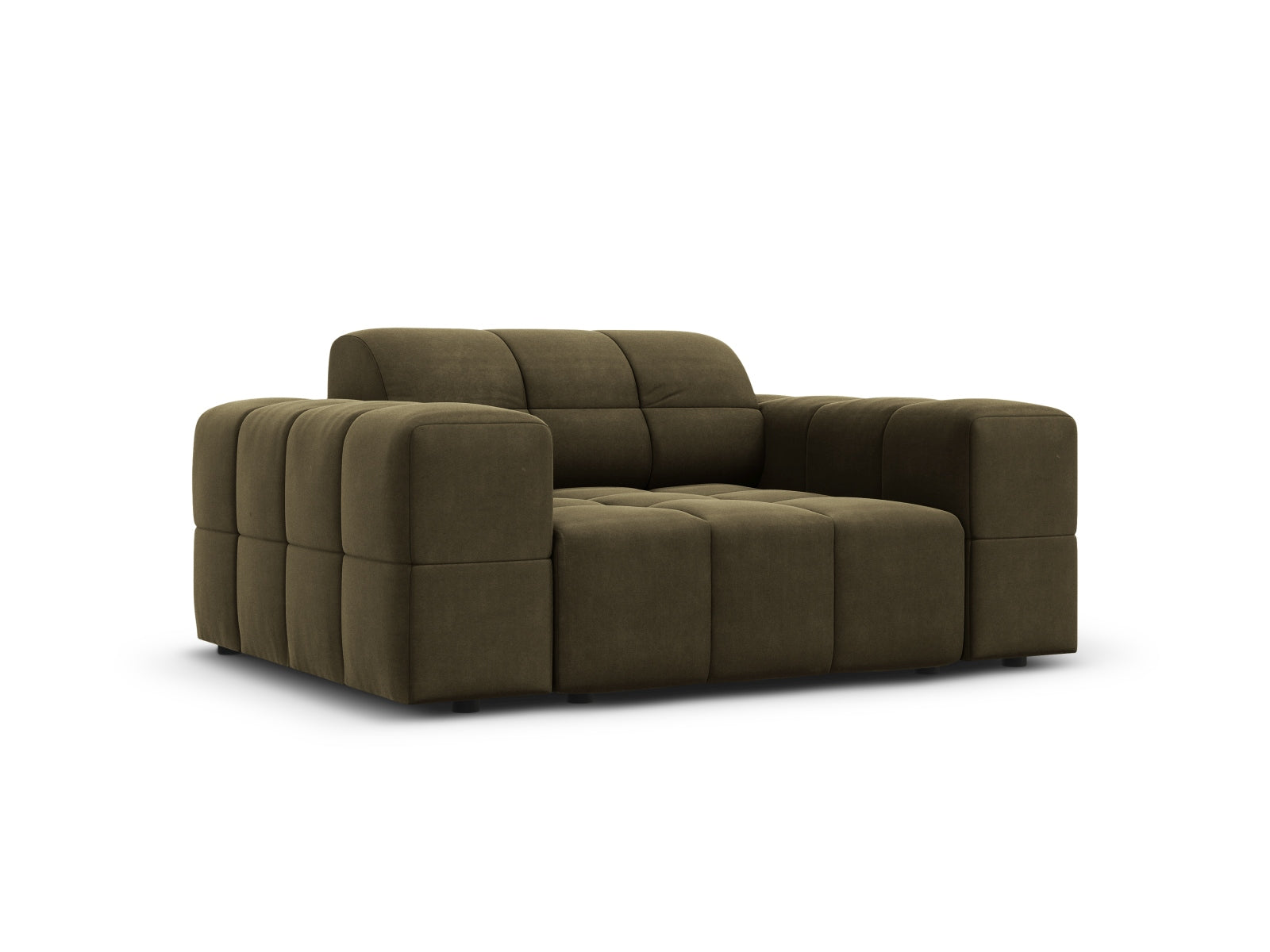 Eleganter 1-Sitzer Sessel Chicago in stilvollem Green-Bluvel, ideal für moderne Wohnräume, von Cosmopolitan Design.