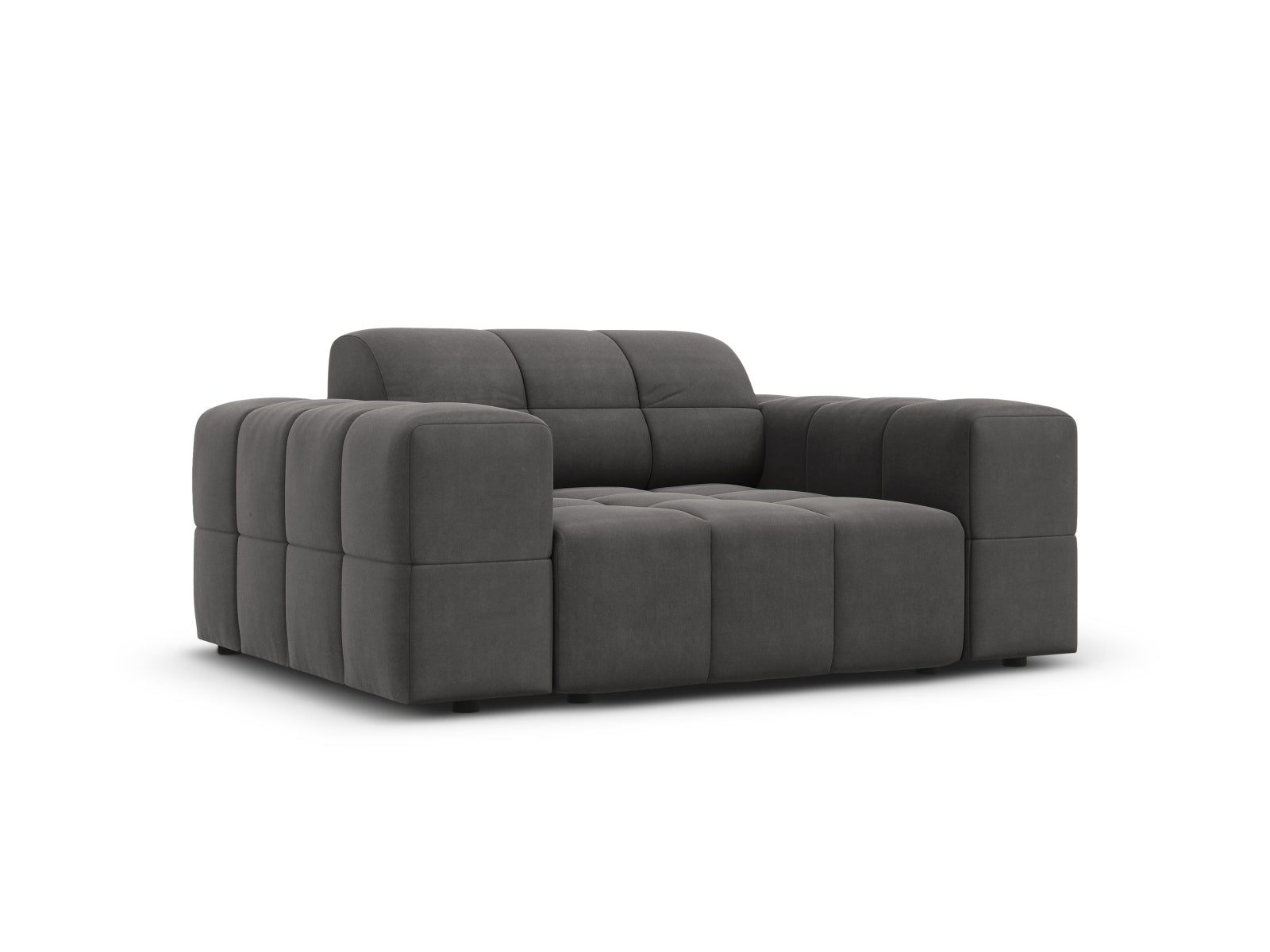 Eleganter 1-Sitzer Sessel Chicago in stilvollem Grey-Bluvel, ideal für moderne Wohnräume, präsentiert von Cosmopolitan Design.