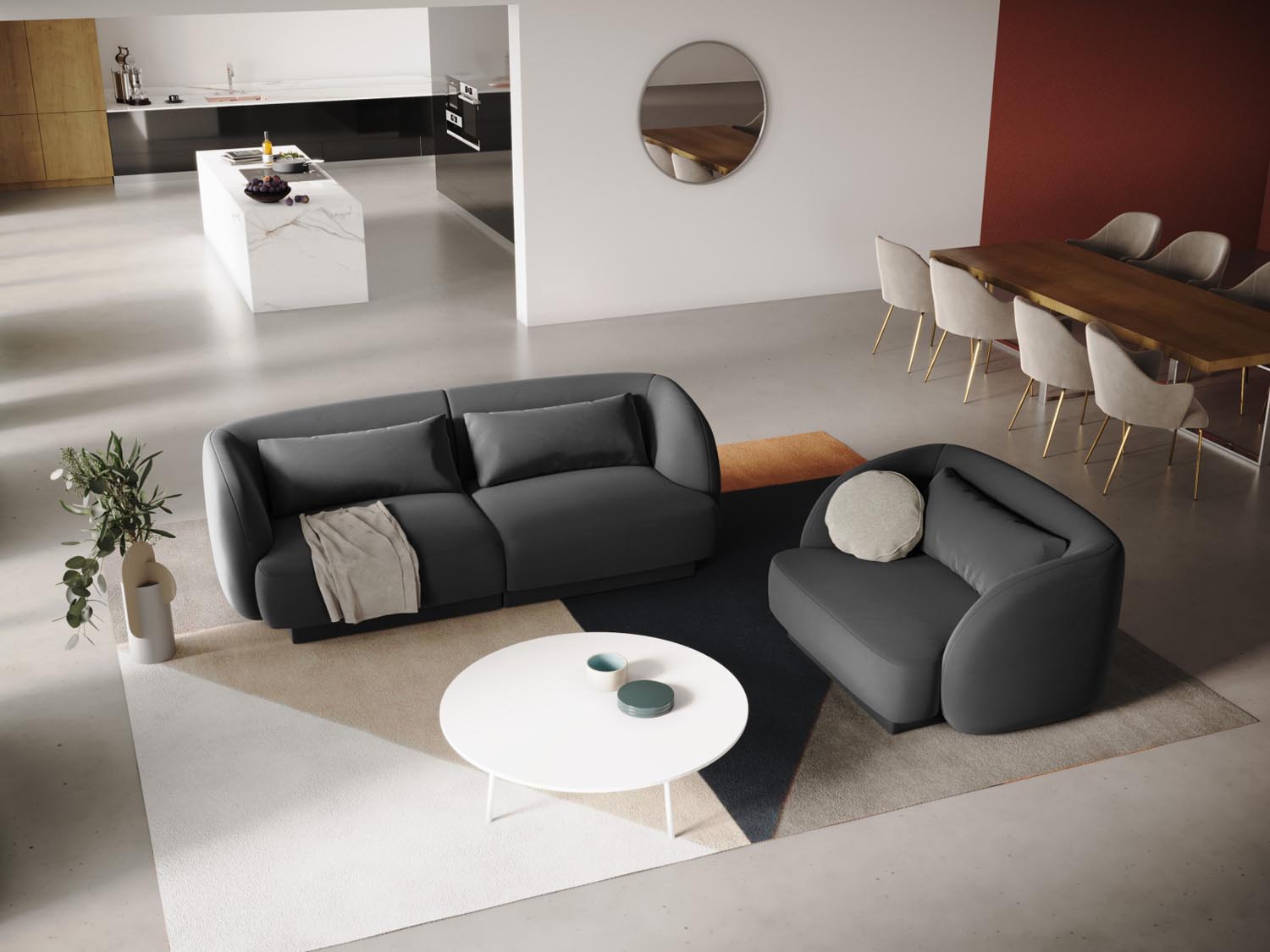 Entdecken Sie den Tulum Velour Sessel von Cosmopolitan Design – ein stilvoller 1-Sitzer (90cm), der eleganten Komfort und modernes Flair in Ihr Zuhause bringt.