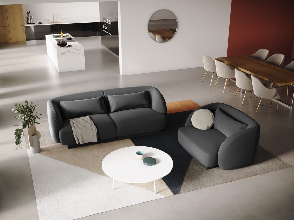 Tulum Velour Sessel 1 Sitz 90cm in Grey-Bluvel präsentiert im Onlineshop von KAQTU Design AG. Sessel ist von Cosmopolitan Design