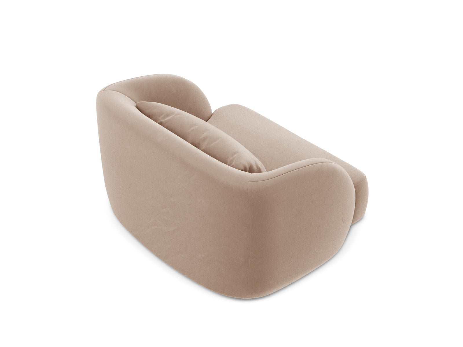 Eleganter Tulum Velour Sessel in warmen Beigetönen, 90 cm, ideal für stilvolle Wohnräume, erhältlich bei Cosmopolitan Design.