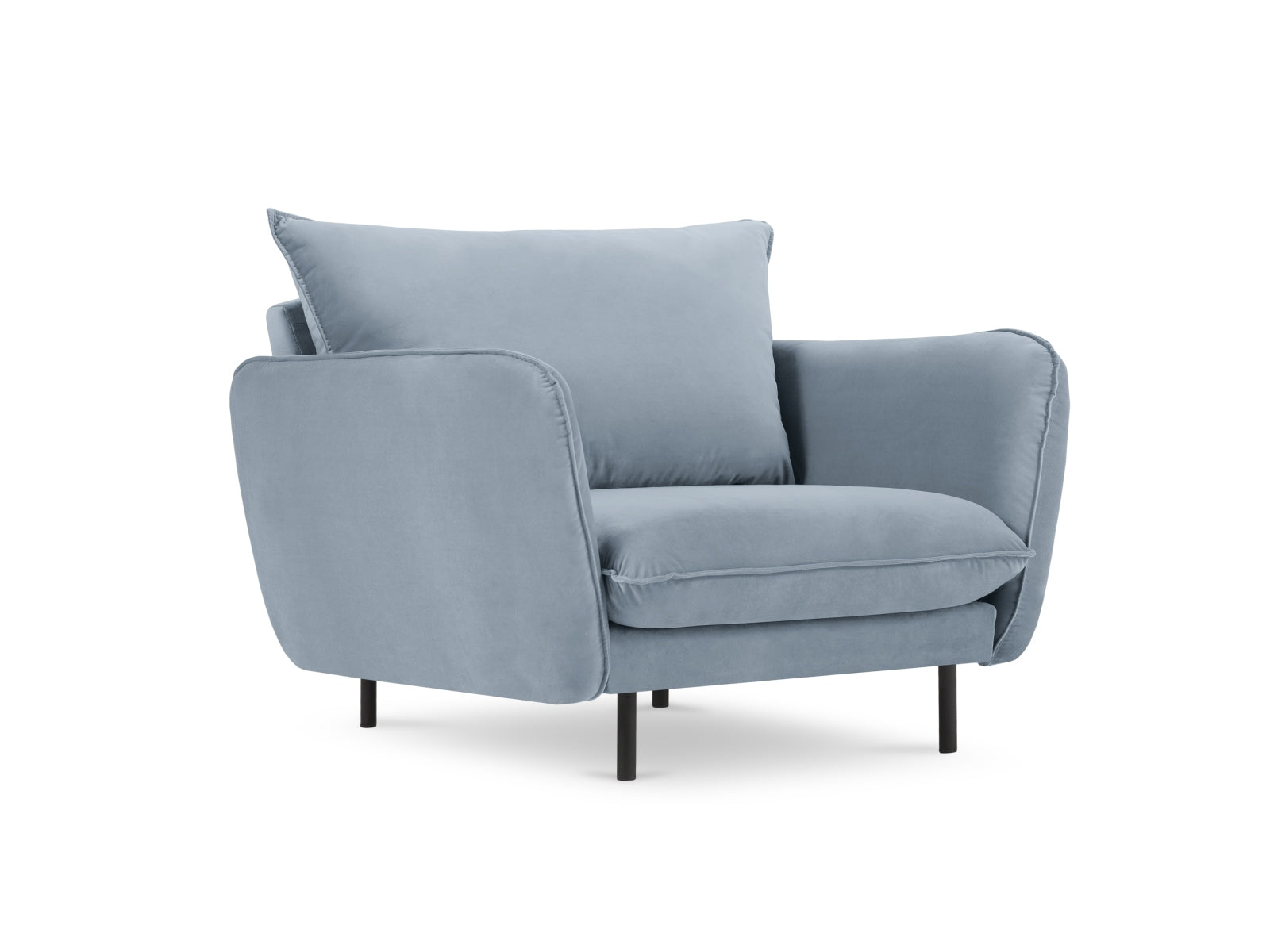 Vienna Velour Sessel 1 Sitz 94cm in Light Blue/Schwarz-Bluvel präsentiert im Onlineshop von KAQTU Design AG. Sessel ist von Cosmopolitan Design