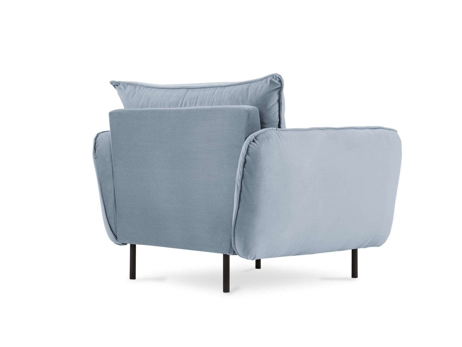 Eleganter Vienna Velour Sessel in sanftem Hellblau, ideal für stilvolle Wohnräume und entspannte Momente.