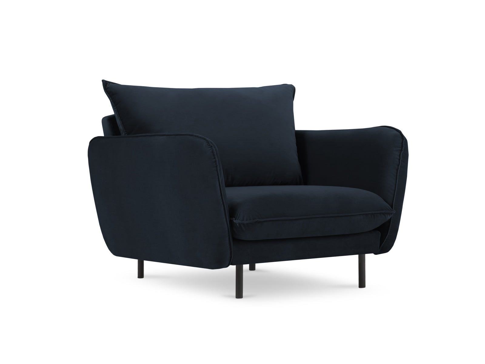Vienna Velour Sessel 1 Sitz 94cm in Dark Blue/Schwarz-Bluvel präsentiert im Onlineshop von KAQTU Design AG. Sessel ist von Cosmopolitan Design