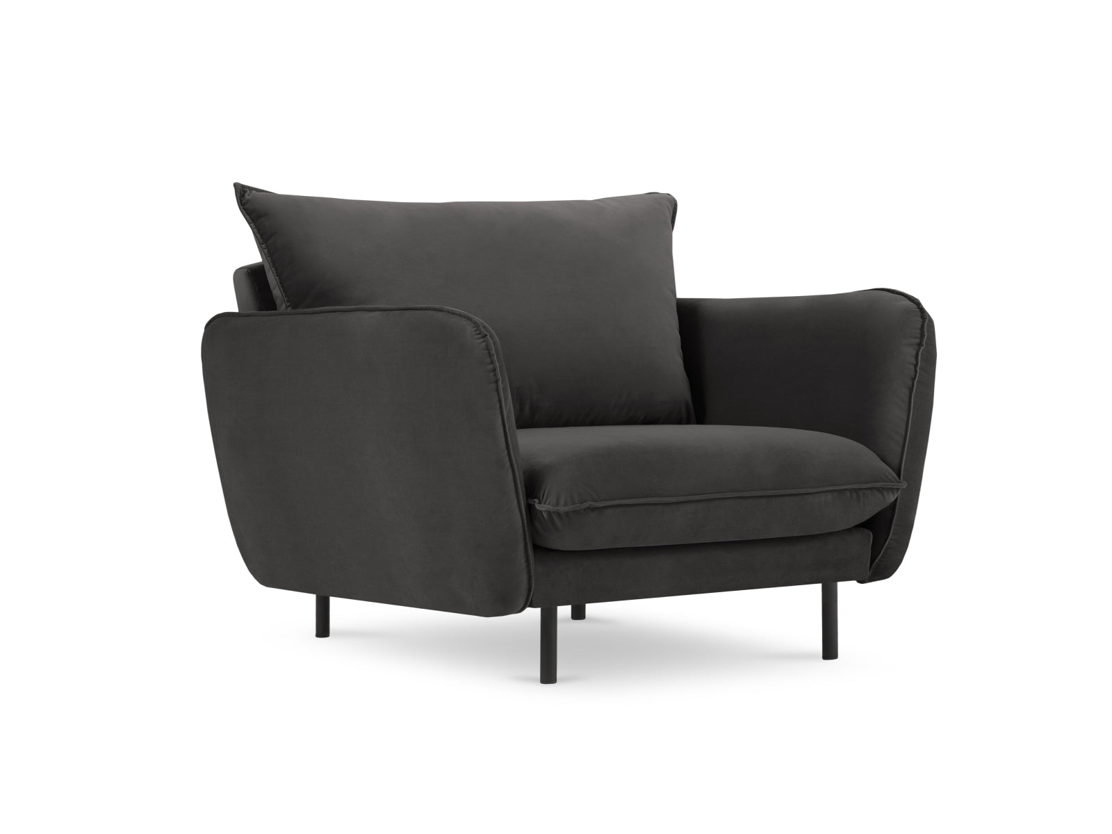 Vienna Velour Sessel 1 Sitz 94cm in Dark Grey/Schwarz-Bluvel präsentiert im Onlineshop von KAQTU Design AG. Sessel ist von Cosmopolitan Design