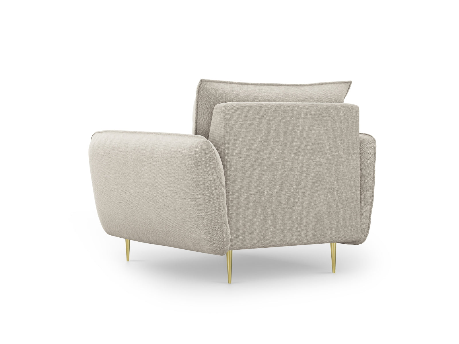 Stylischer Vienna Sessel mit 94 cm Breite in zartem Beige und goldenen Details, perfekt für moderne und elegante Inneneinrichtungen.