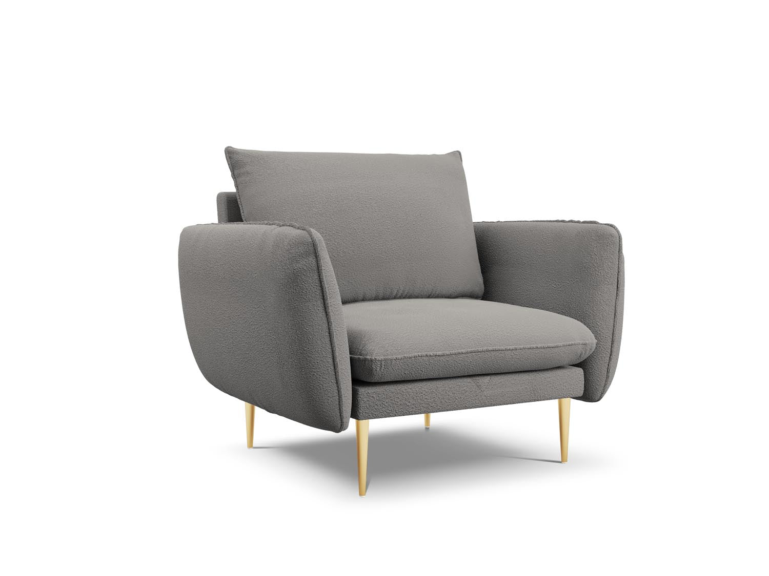 Vienna Boucle Sessel 1 Sitz 94cm in Grey/Gold-Ascot präsentiert im Onlineshop von KAQTU Design AG. Sessel ist von Cosmopolitan Design