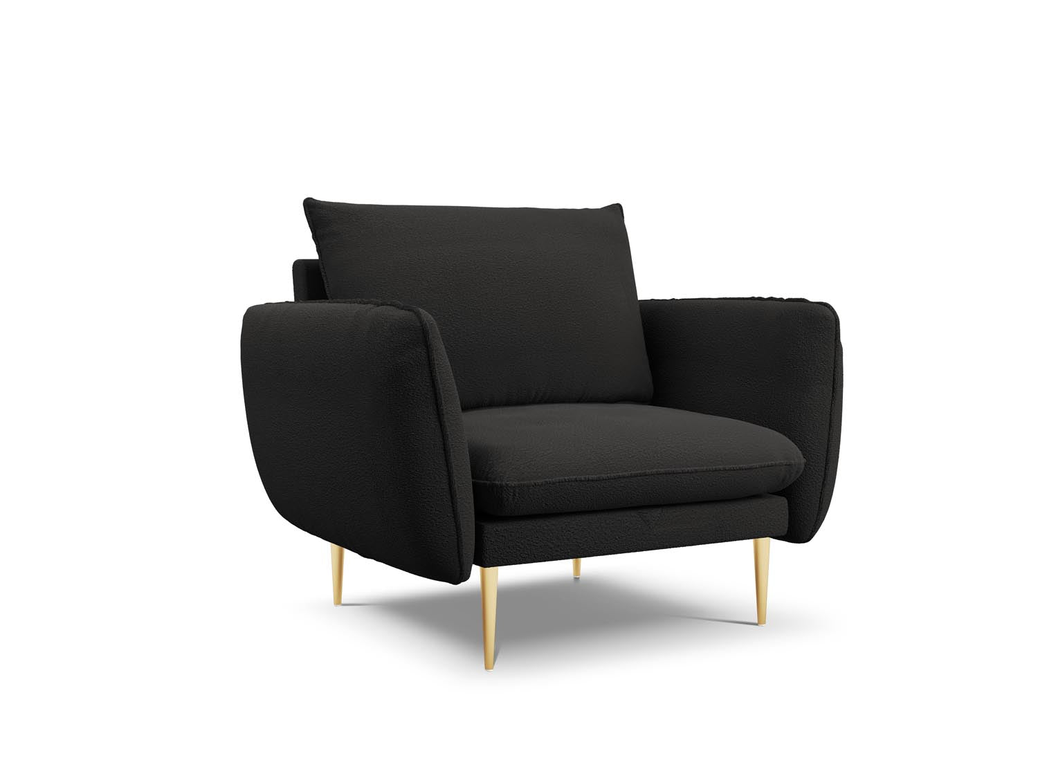 Vienna Boucle Sessel 1 Sitz 94cm in Black/Gold-Ascot präsentiert im Onlineshop von KAQTU Design AG. Sessel ist von Cosmopolitan Design