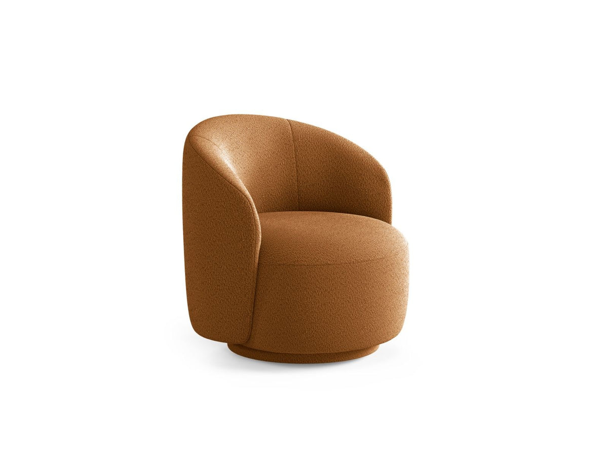 Drehsessel Savona von Cosmopolitan Design in Light Beige mit Chenille-Stoff Moly, Massivholzgestell und gepolsterten Stoffbeinen.
