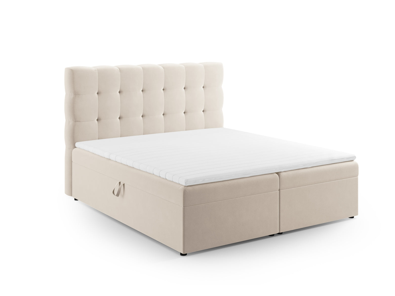 Boxspring Bett Set Bali 140cm in Light Beige-Bluvel präsentiert im Onlineshop von KAQTU Design AG. Bett ist von Cosmopolitan Design