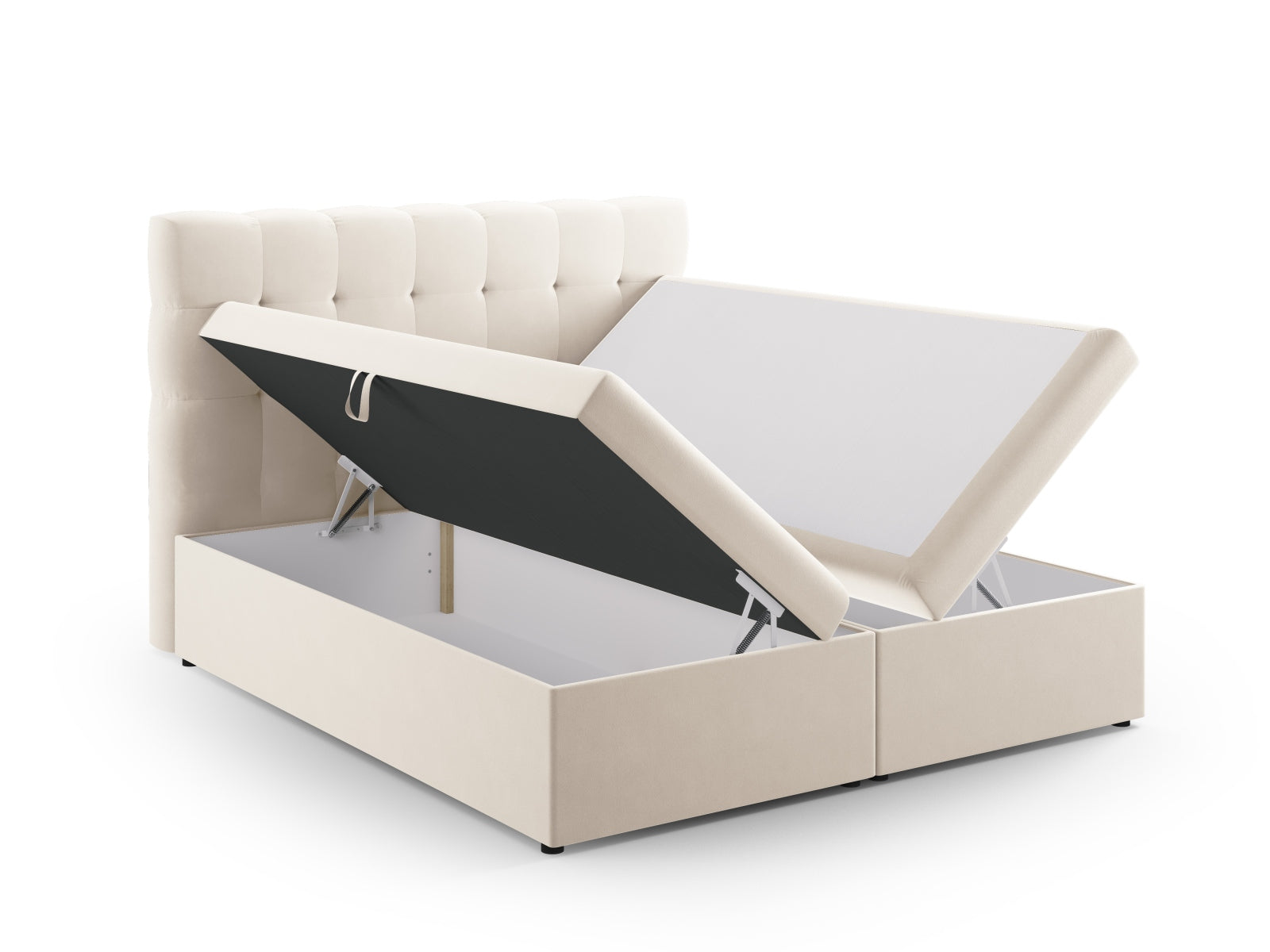 Stilvolles Boxspring Bett Set Bali in sanften Beigetönen, perfekt für ein modernes Schlafzimmer und erholsame Nächte.