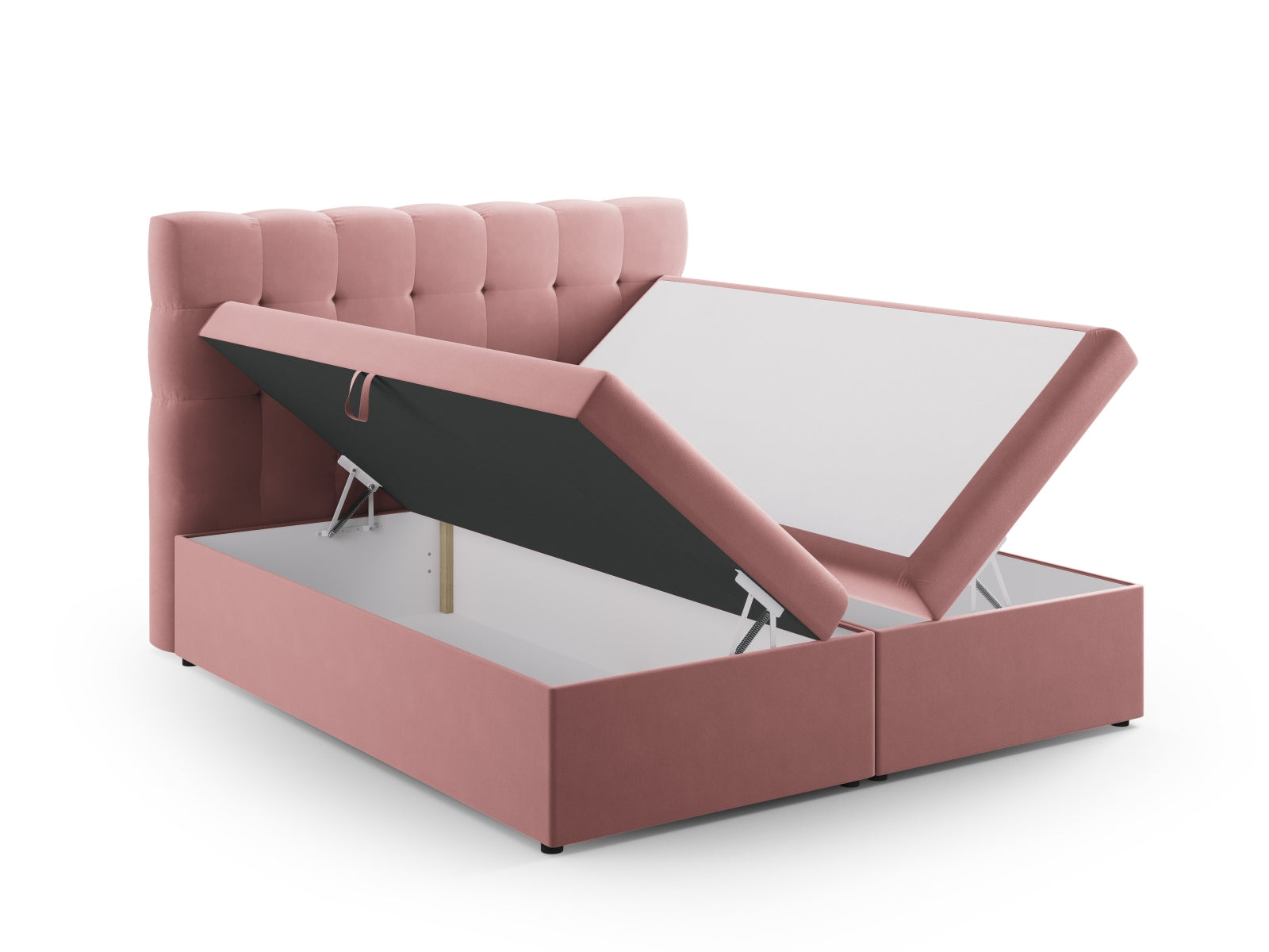 Elegantes Boxspring Bett Set Bali in 140 cm, in modernem Pink-Bluvel, ideal für ein geschmackvolles Schlafzimmer von Cosmopolitan Design.