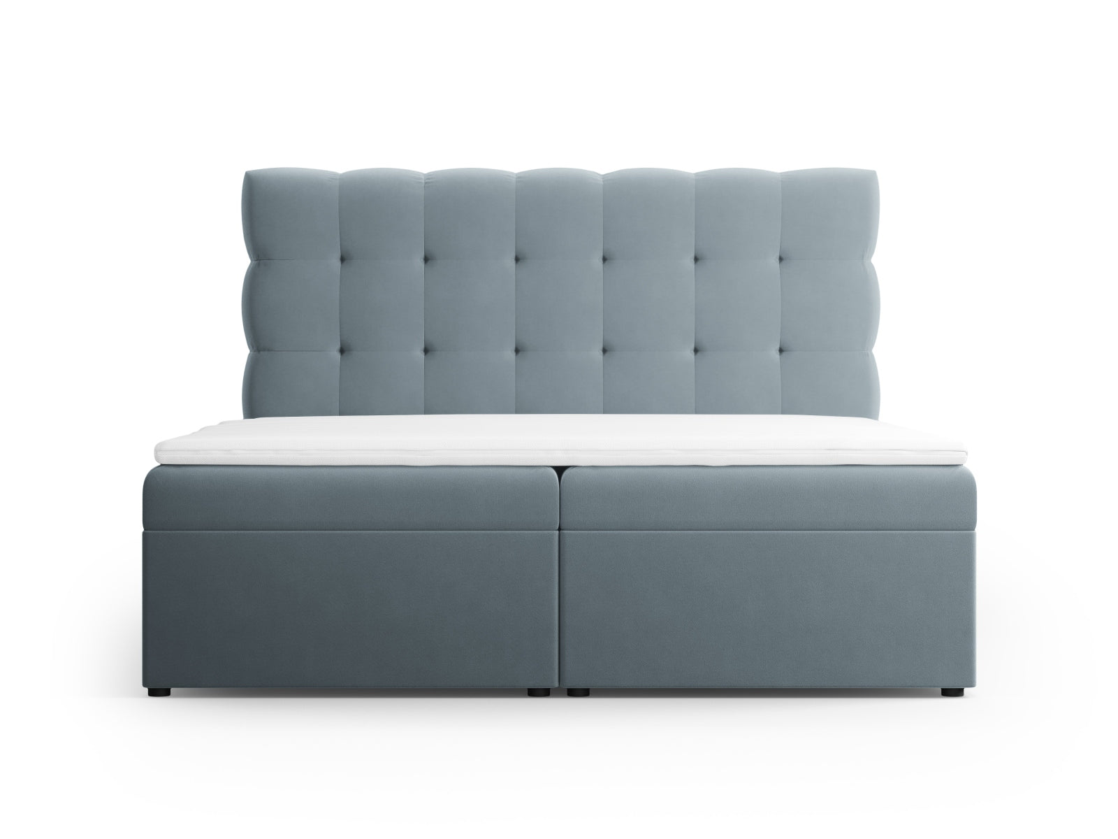 Elegantes Boxspring Bett Set Bali in sanftem Light Blue, ideal für stilvolle Schlafzimmer, präsentiert von Cosmopolitan Design.