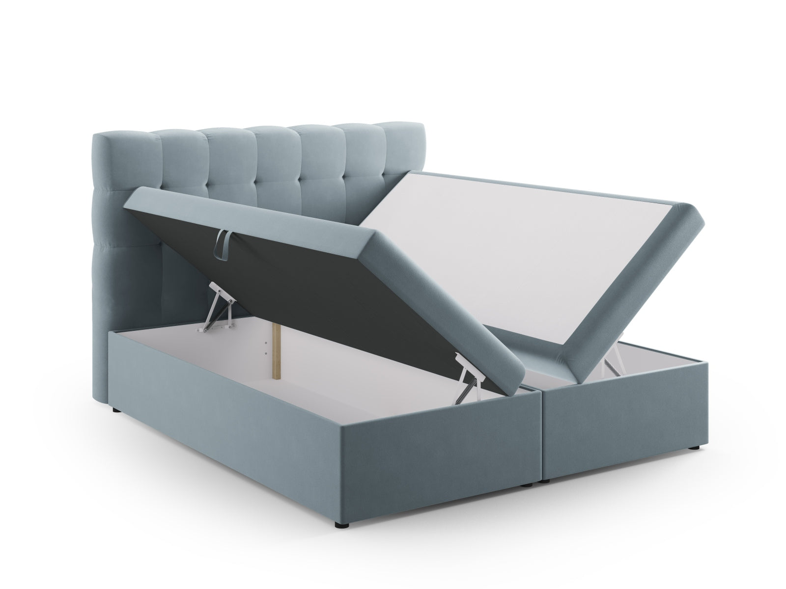 Stilvolles Boxspring Bett Set Bali in zartem Hellblau, perfekt für zeitgemäße Schlafzimmergestaltung von Cosmopolitan Design.