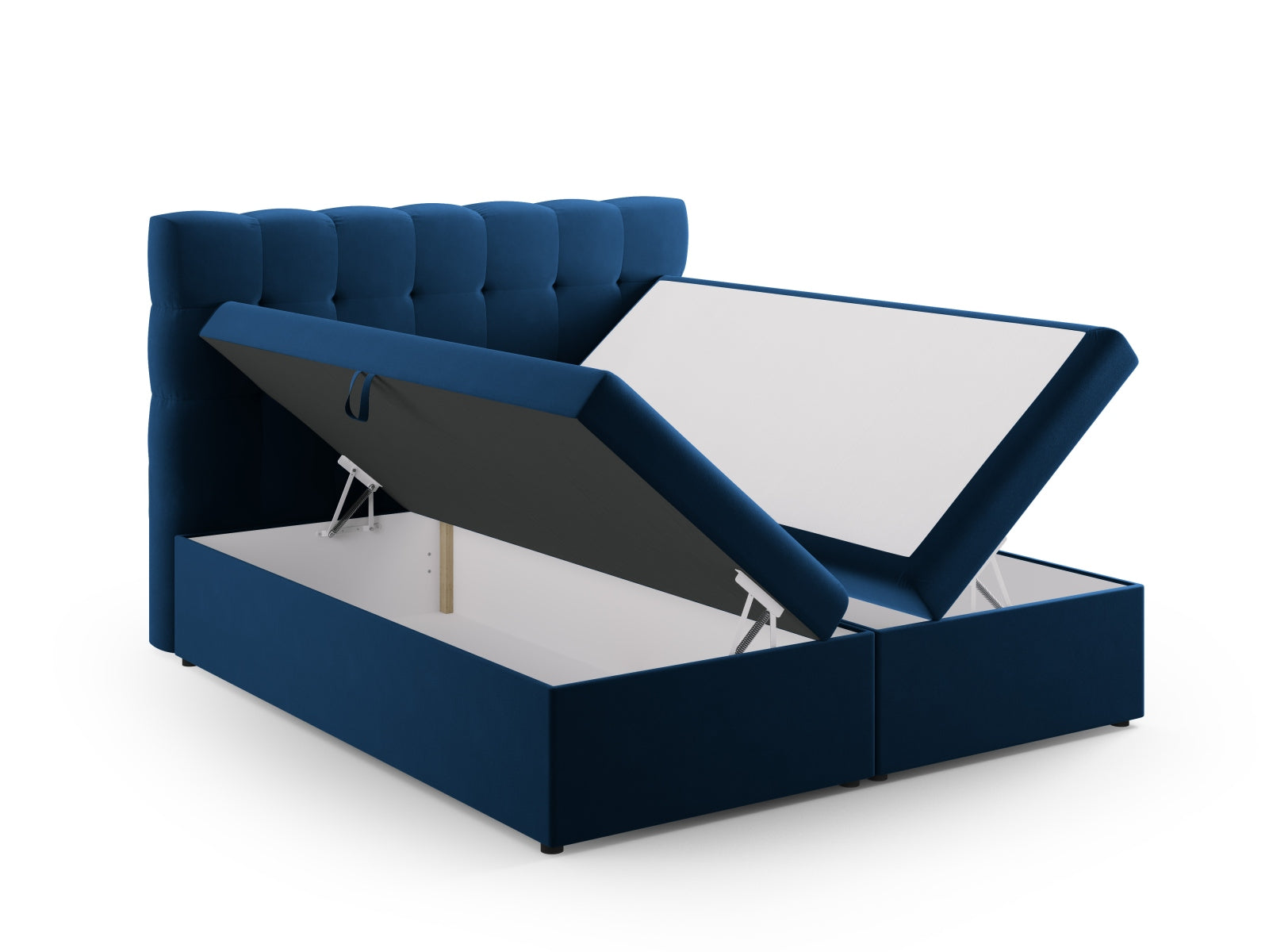 Luxuriöses Boxspring Bett Set Bali in Royal Blue, 140 cm, vereint modernes Design mit höchstem Schlafkomfort für entspannte Nächte.