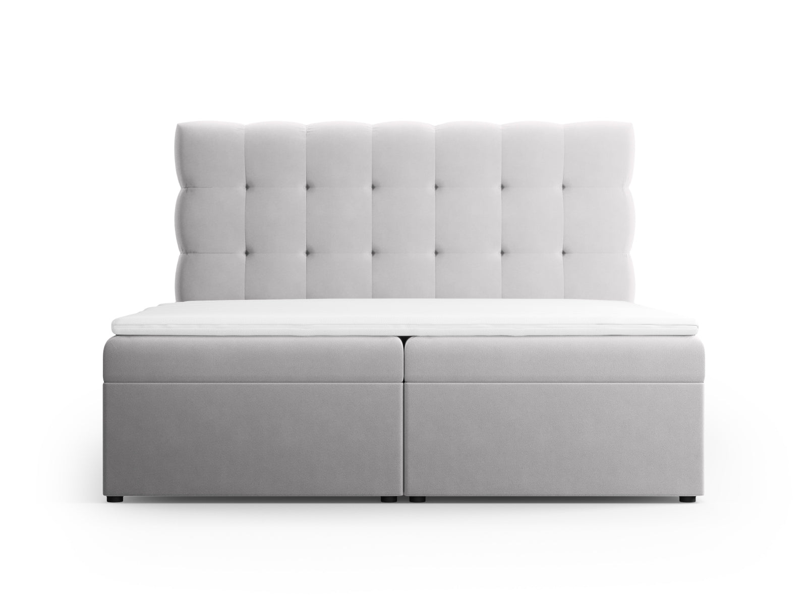 Elegantes Boxspring Bett Set Bali in 140 cm Breite, stilvolles Design in Silver-Bluvel, ideal für moderne Schlafzimmer.