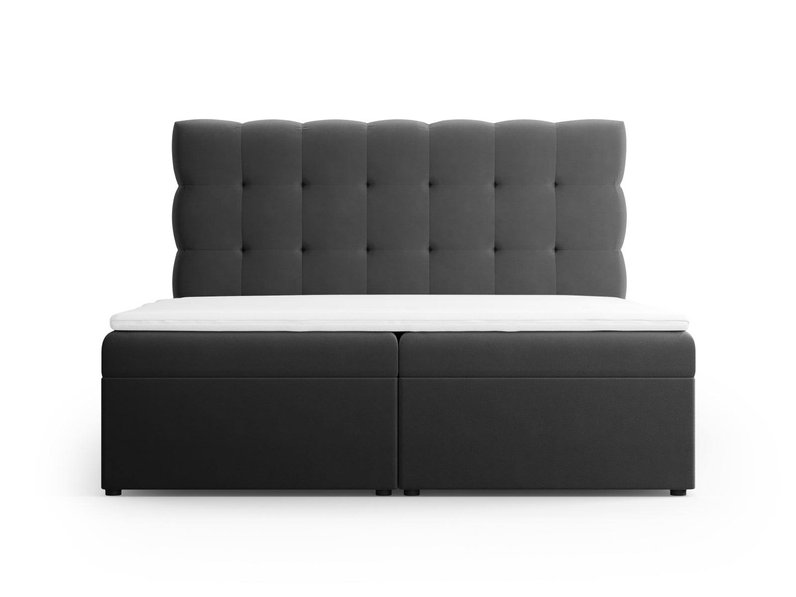 Elegantes Boxspring Bett Set Bali in 140 cm Breite, stilvolles Design in Grau-Bluvel, ideal für modernen Schlafkomfort.