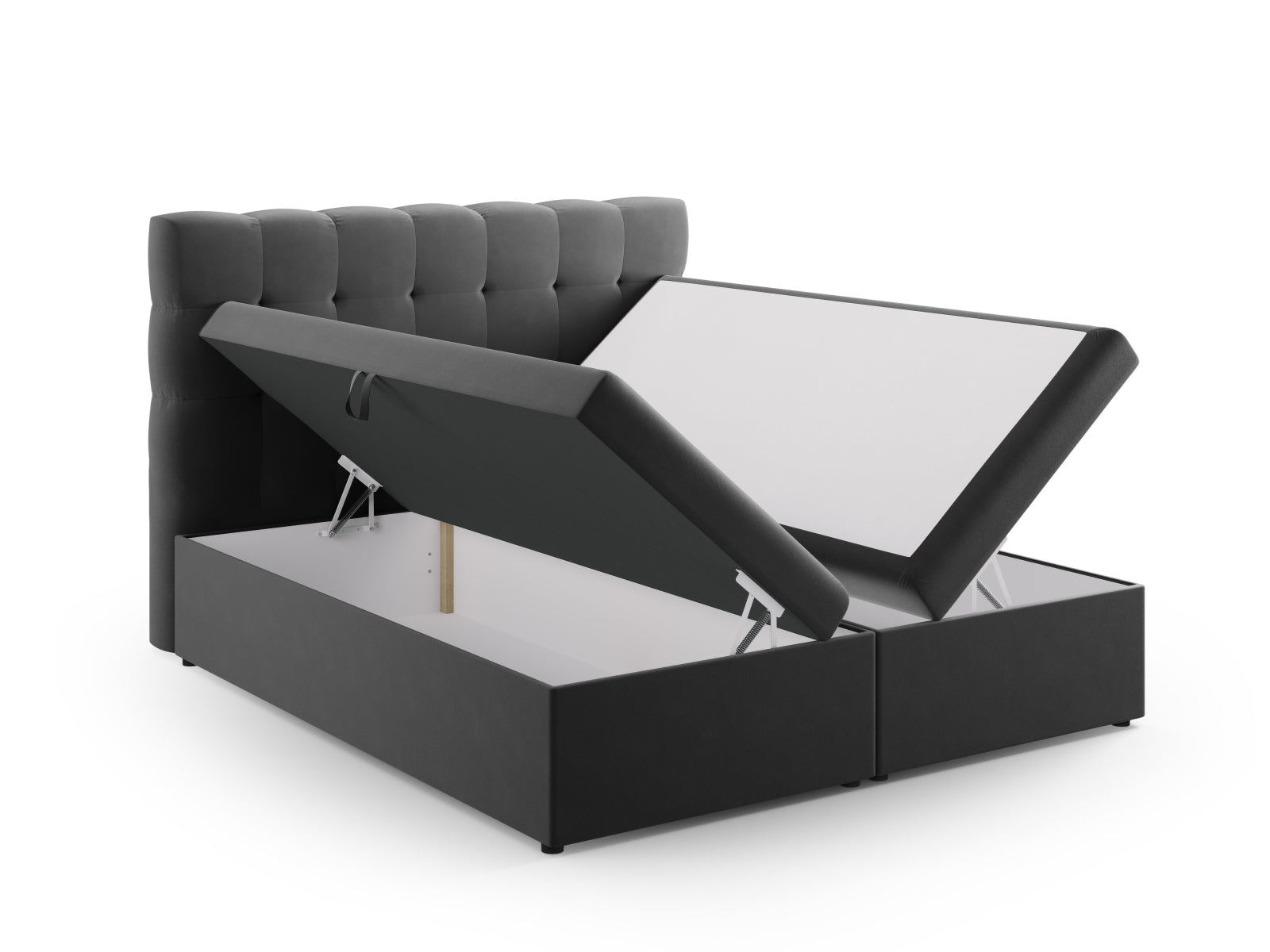 Elegantes Boxspring Bett Set Bali in 140 cm, in ansprechendem Grau-Bluvel, ideal für stilvolle Schlafzimmergestaltung.