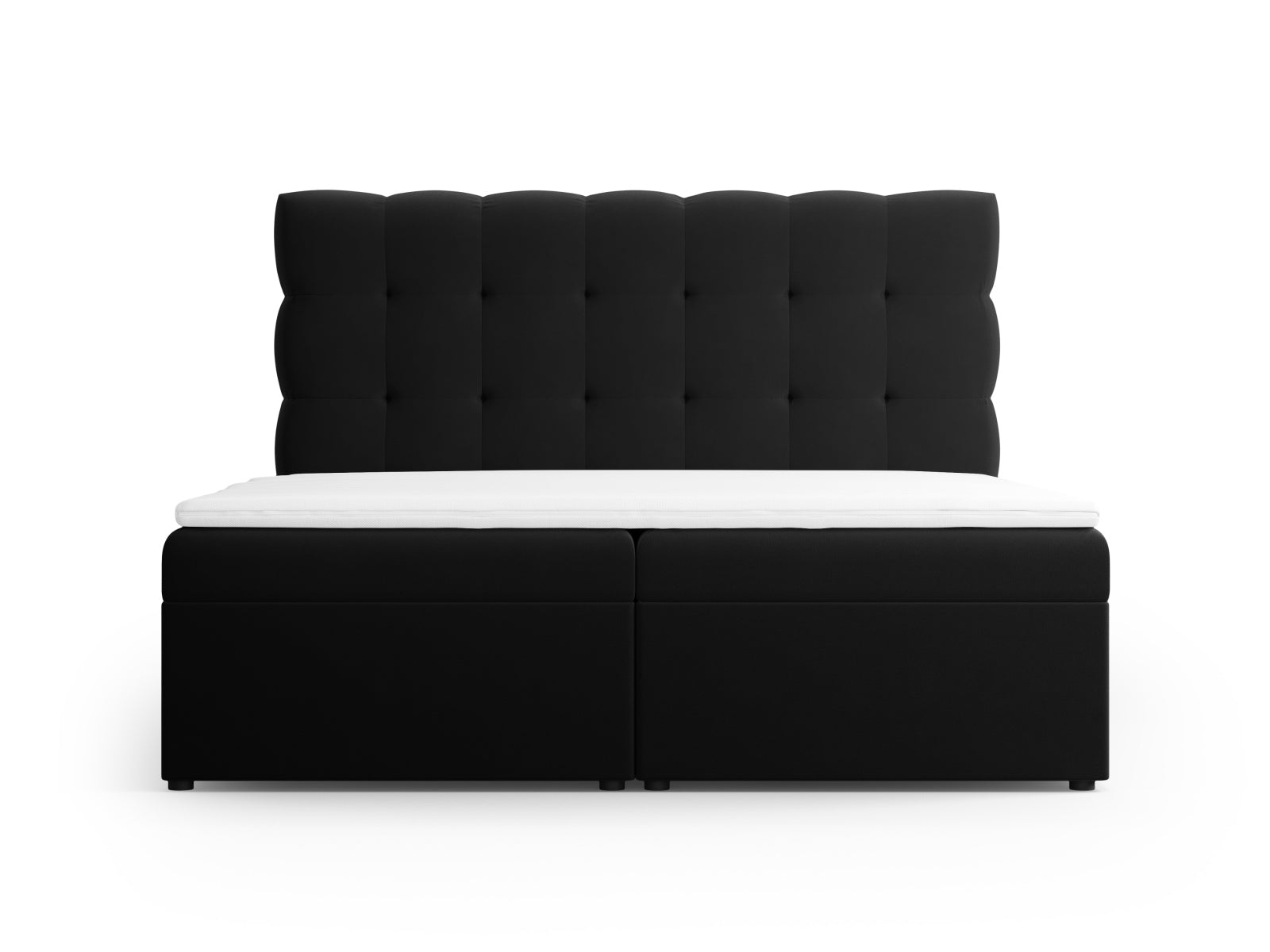 Elegantes Boxspring Bett Set Bali in 140 cm Breite, stilvolles Design in Black-Bluvel, ideal für moderne Schlafzimmer.