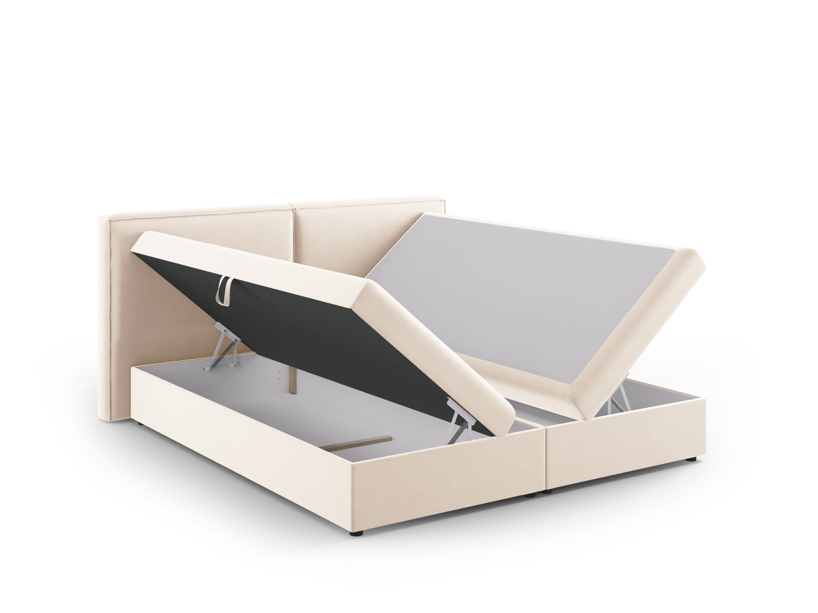 Elegantes Arendal Boxspringbett-Set in stilvollem Beige, ideal für eine zeitgemäße und komfortable Schlafumgebung.