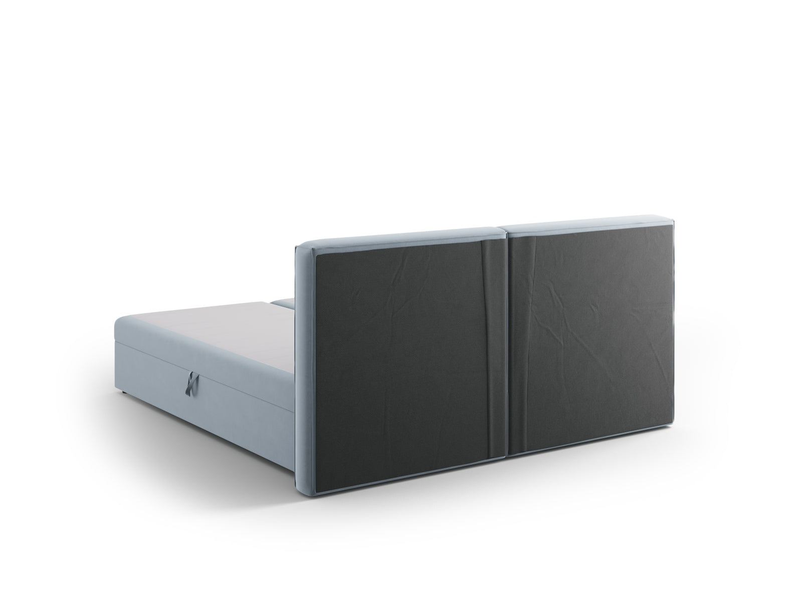Elegantes Boxspringbett-Set Arendal in sanftem Hellblau, ideal für stilvolle Schlafzimmer und erholsamen Schlaf.