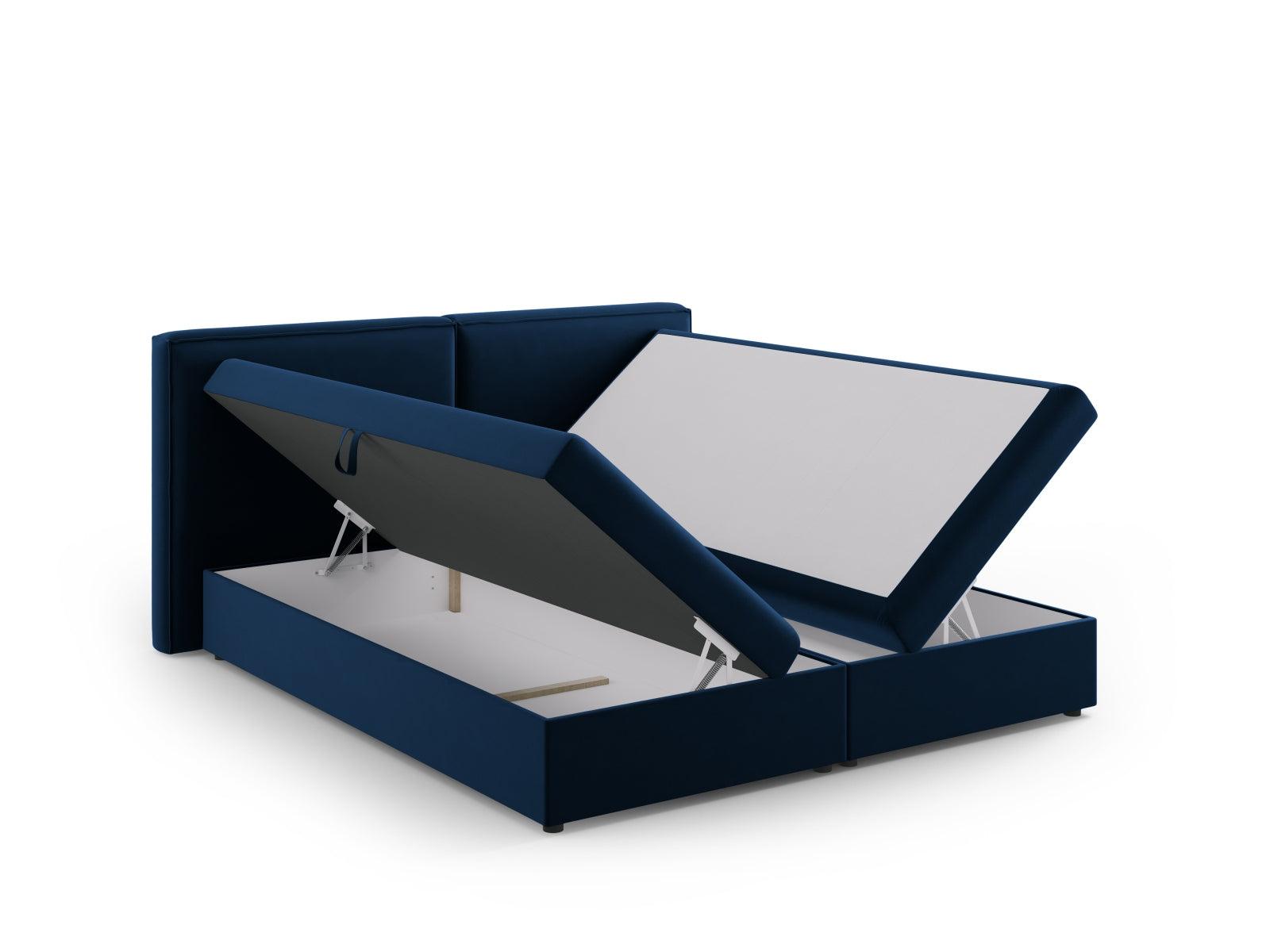 Elegantes Arendal Boxspringbett-Set in Royal Blue-Casino, ideal für stilvolle Schlafzimmer und erholsamen Schlaf.