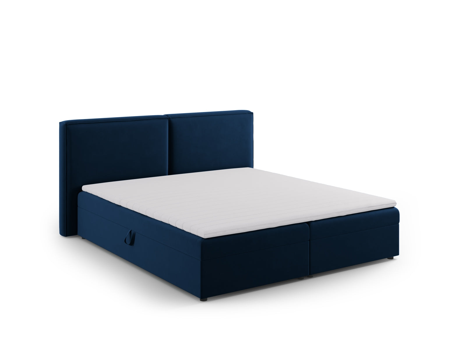 Luxuriöses Arendal Boxspringbett-Set in Royal Blue-Casino, perfekt für moderne Schlafzimmer und höchsten Schlafkomfort.