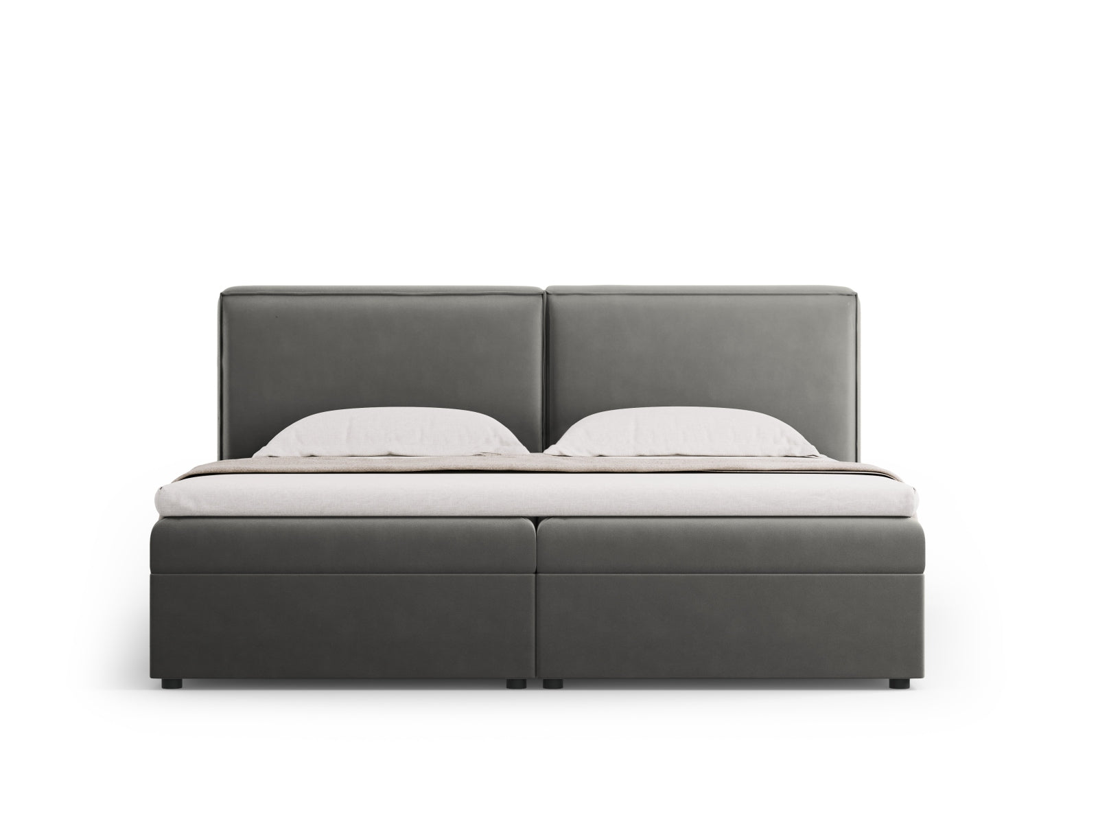Elegantes Arendal Boxspringbett-Set in Light Grey, 180 cm, stilvoll und komfortabel für Ihr Schlafzimmer, von Cosmopolitan Design.
