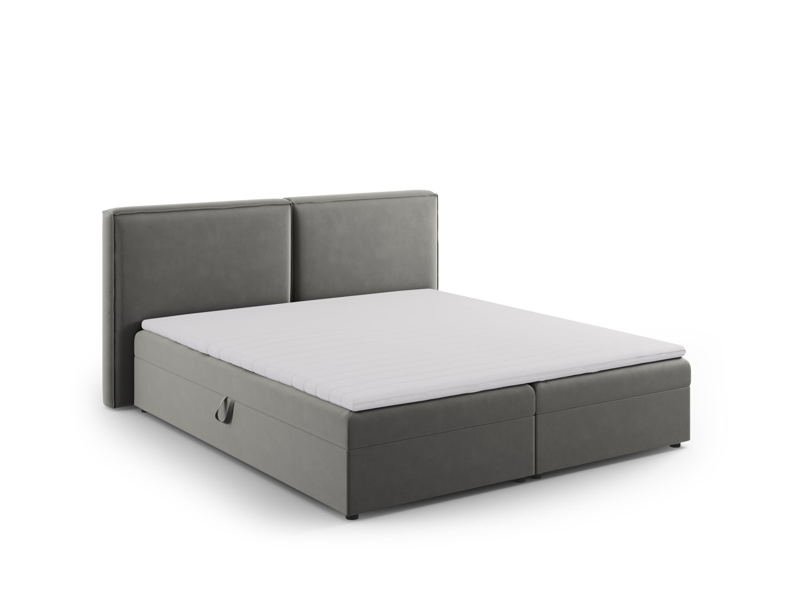Stilvolles Boxspringbett-Set Arendal in dezentem Grau, 180 cm, vereint modernen Komfort und zeitloses Design für entspannende Schlafmomente.