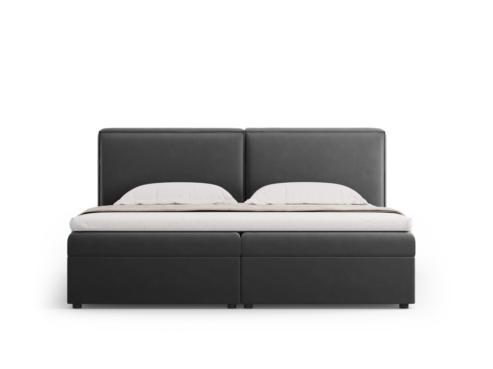 Elegantes Arendal Boxspringbett-Set in 180 cm Breite, stilvolles Design in Grau, ideal für modernen Schlafkomfort.