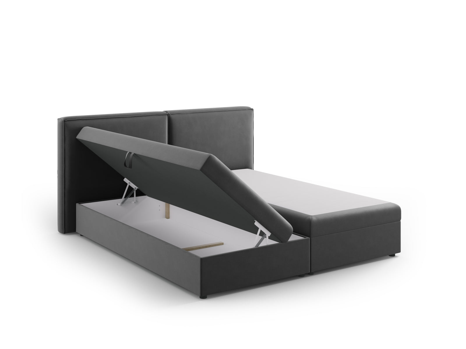 Luxuriöses Boxspringbett-Set Arendal in 180 cm, modernes graues Design, perfekt für stilvolle Schlafzimmer und erholsamen Schlaf.