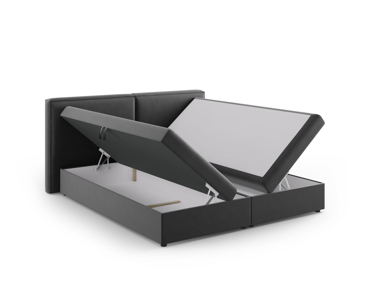 Elegantes Boxspringbett-Set Arendal in 180 cm Breite, mit zeitgemäßem grauen Finish, ideal für komfortable und stilvolle Schlafräume.