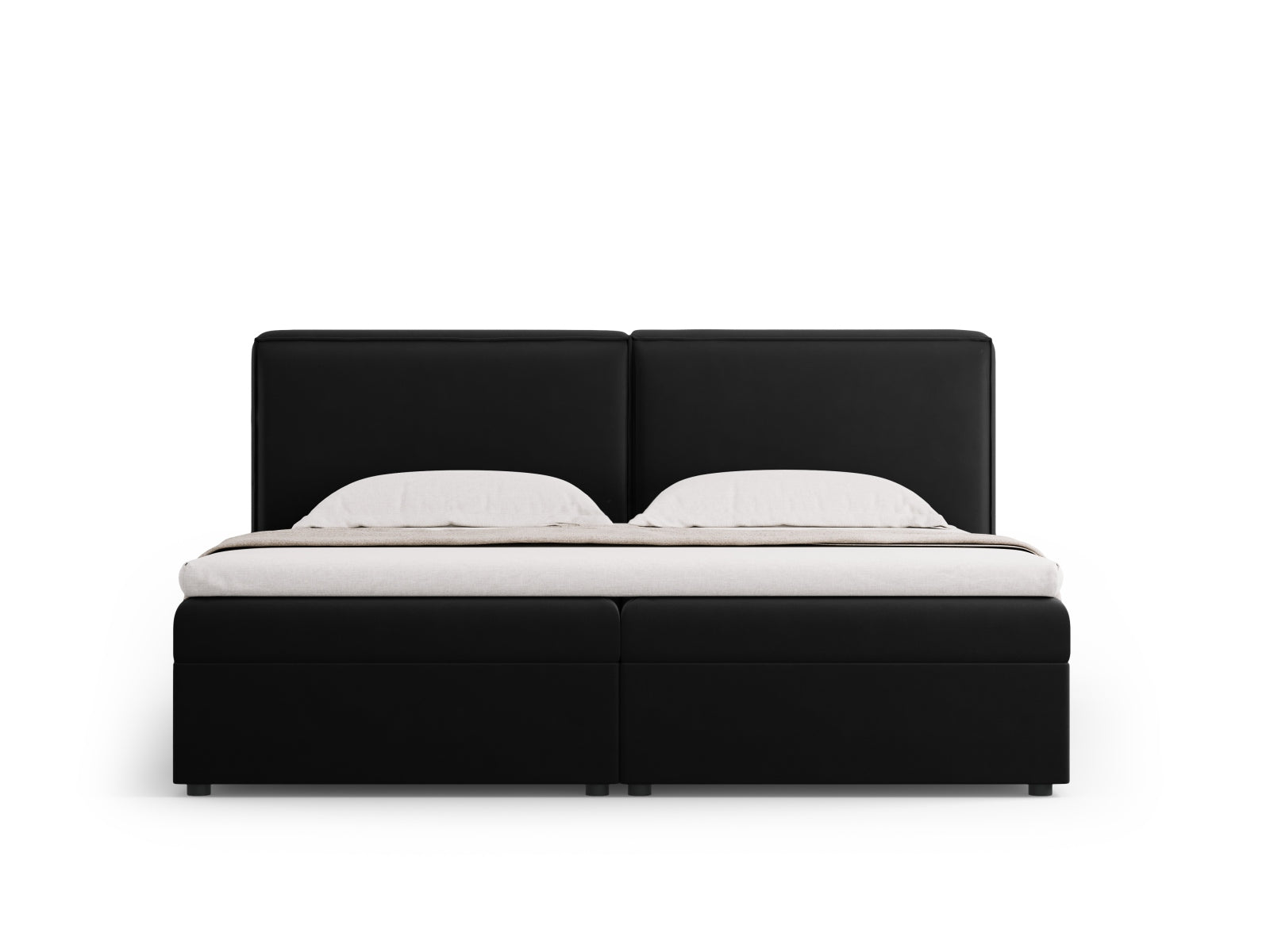 Elegantes Arendal Boxspringbett-Set in 180 cm Breite, stilvolles Design in Schwarz, ideal für moderne Schlafzimmer.