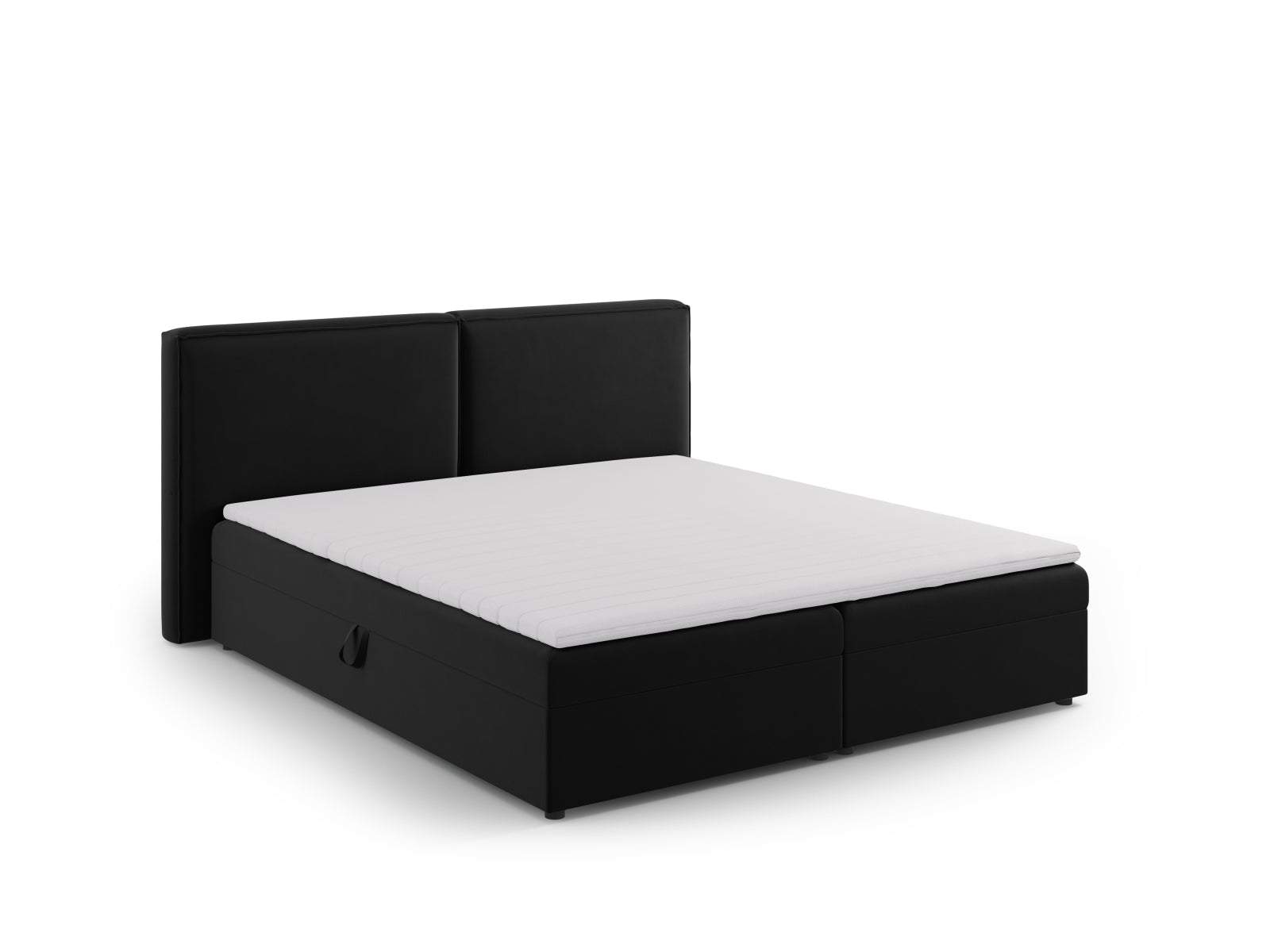 Luxuriöses Arendal Boxspringbett-Set in 180 cm, zeitloses Schwarz, perfekt für eine elegante und komfortable Schlafumgebung.