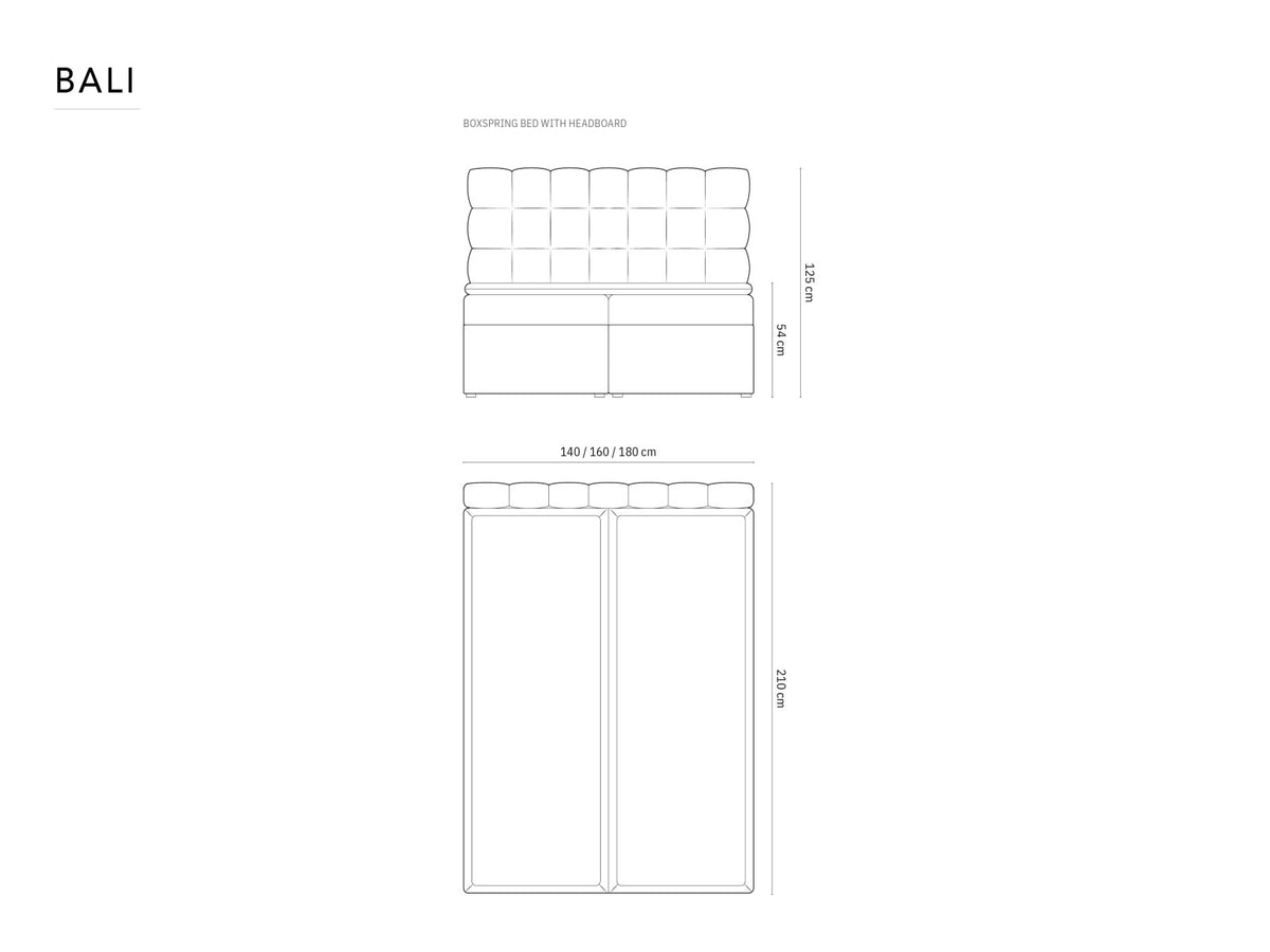 Boxspring Bett Set Bali 180cm in Black-Bluvel präsentiert im Onlineshop von KAQTU Design AG. Bett ist von Cosmopolitan Design
