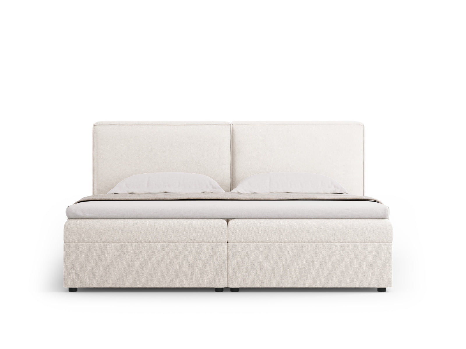 Elegantes Arendal Boxspringbett-Set in Light Beige, 180 cm, stilvoll und komfortabel, ideal für moderne Schlafzimmer.